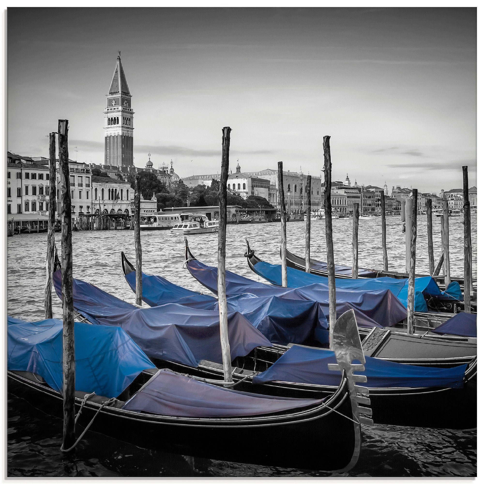 Artland Glasbild Venedig & (1 verschiedenen Markusturm, Schiffe Boote in St), & Größen Canal Grande