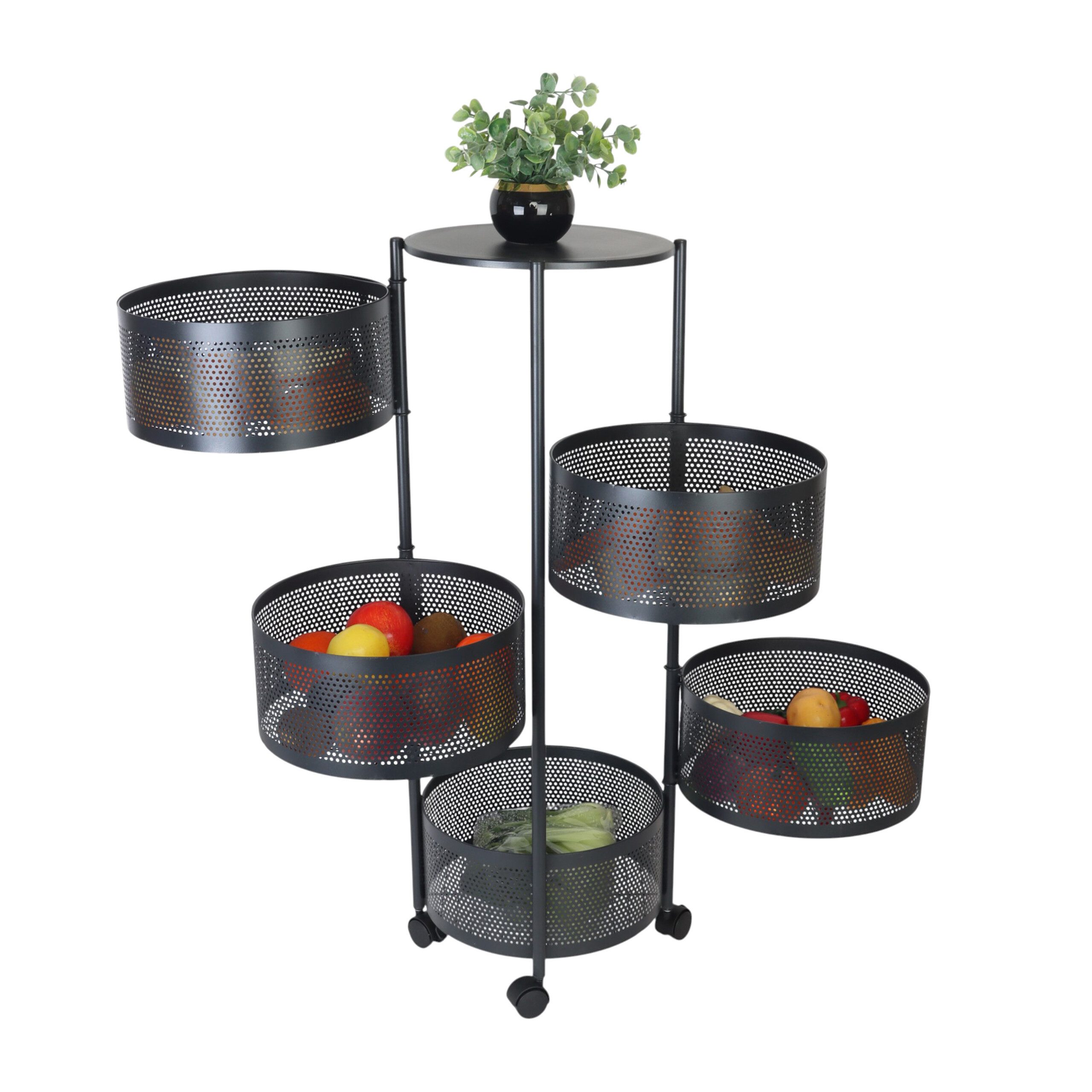 relaxdays Küchenwagen mit drehbaren Fäch, schwarz günstig online kaufen