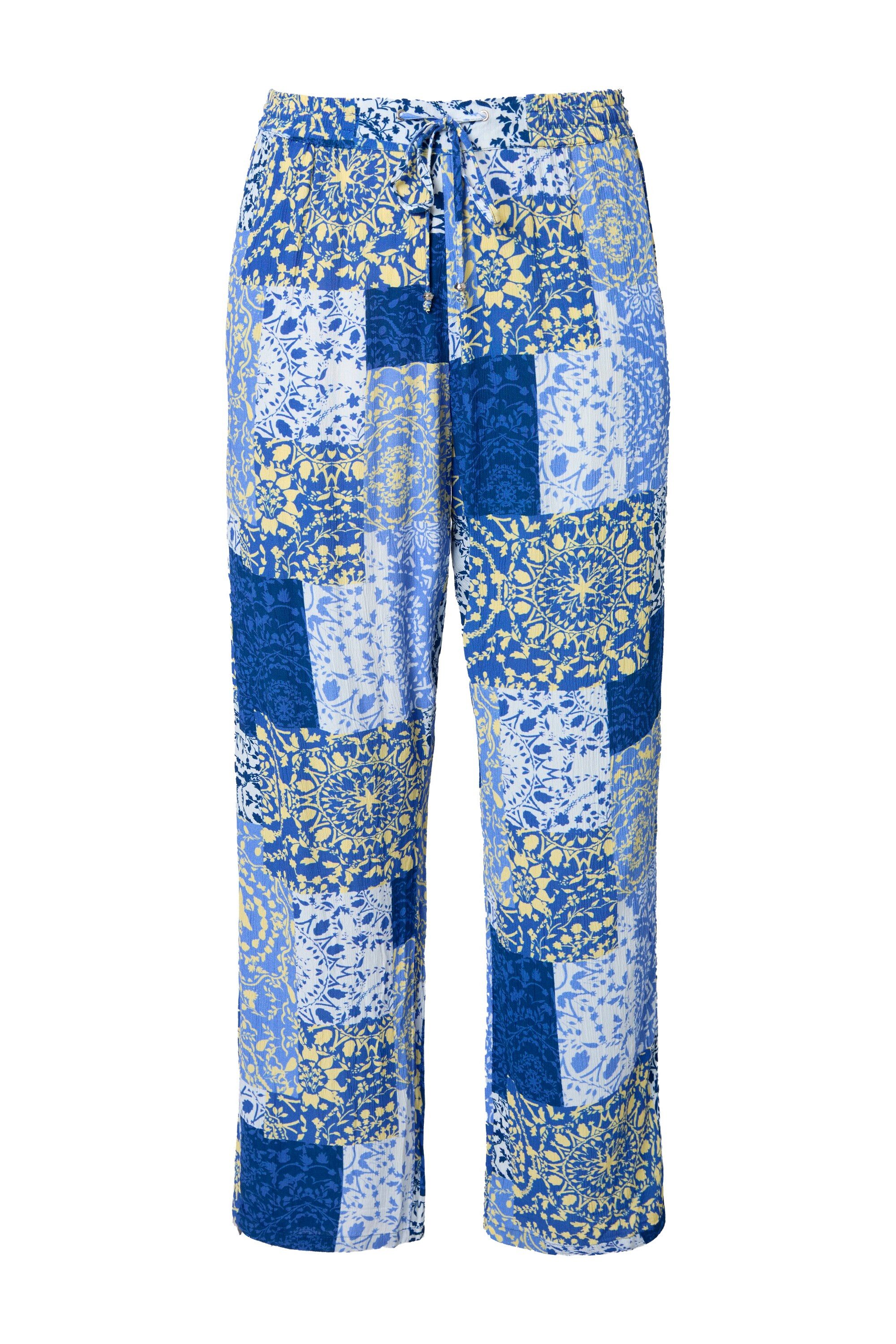 Ulla Popken Schlupfhose Hose Rose Patchmuster weites Bein Elastikbund