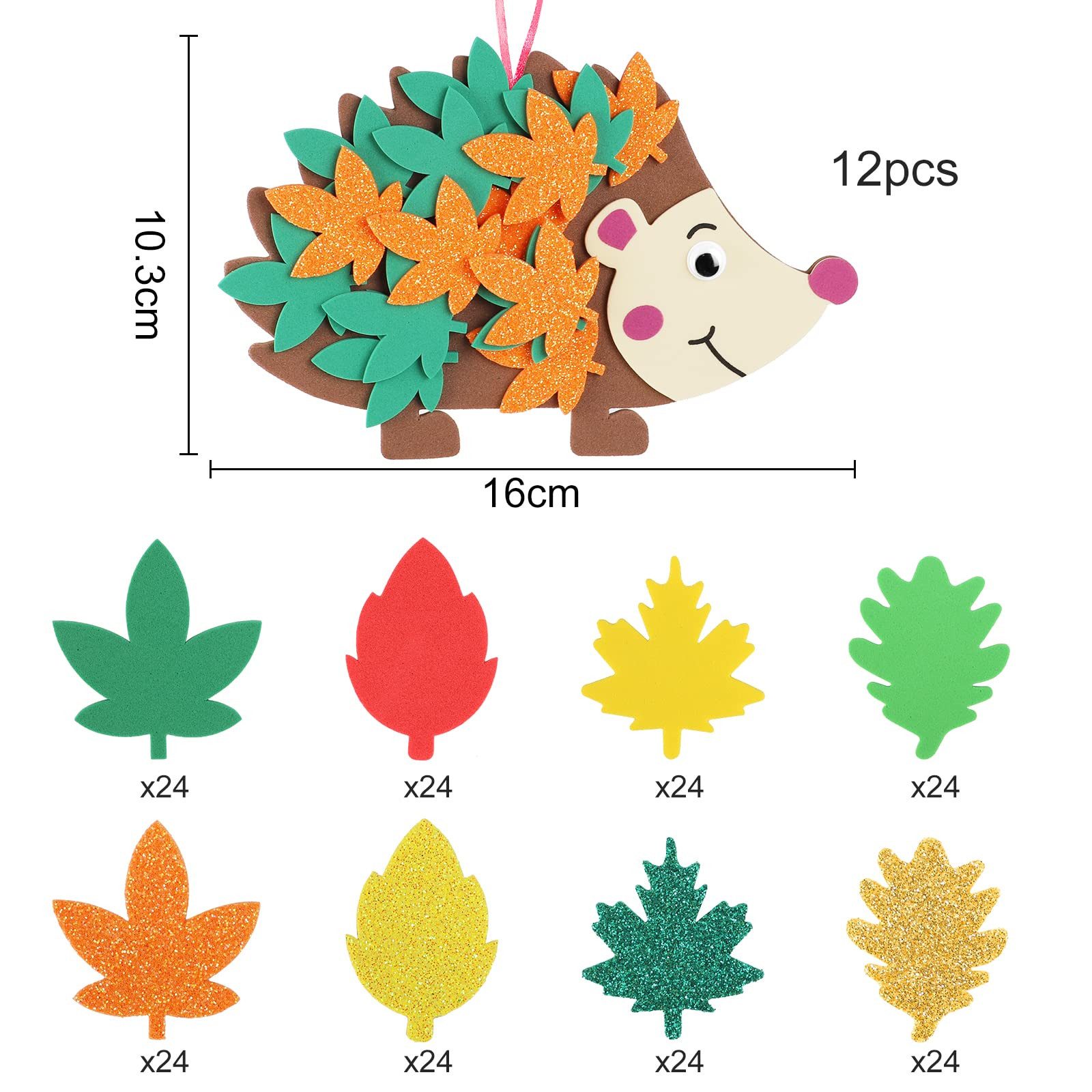 CLTYQ Hängedekoration Herbst Bastelset für Kinder, Kranz Bastelset mit Igel und Ahornblätter (228 St., Kreativsets Und Bastelbedarf für Jungen Mädchen), Festliche Geschenk Halloween Weihnachten Erntedankfest
