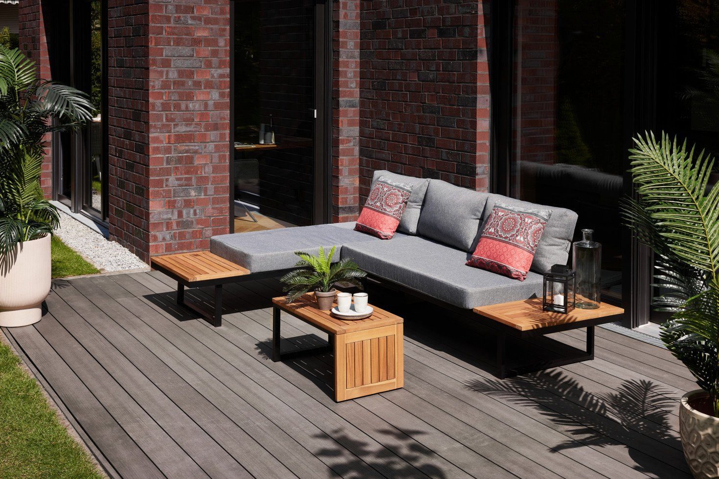 Primaster Gartenlounge-Bank Primaster Gartenmöbel-Set Vulcano Holz/Aluminium, Witterungsbeständig