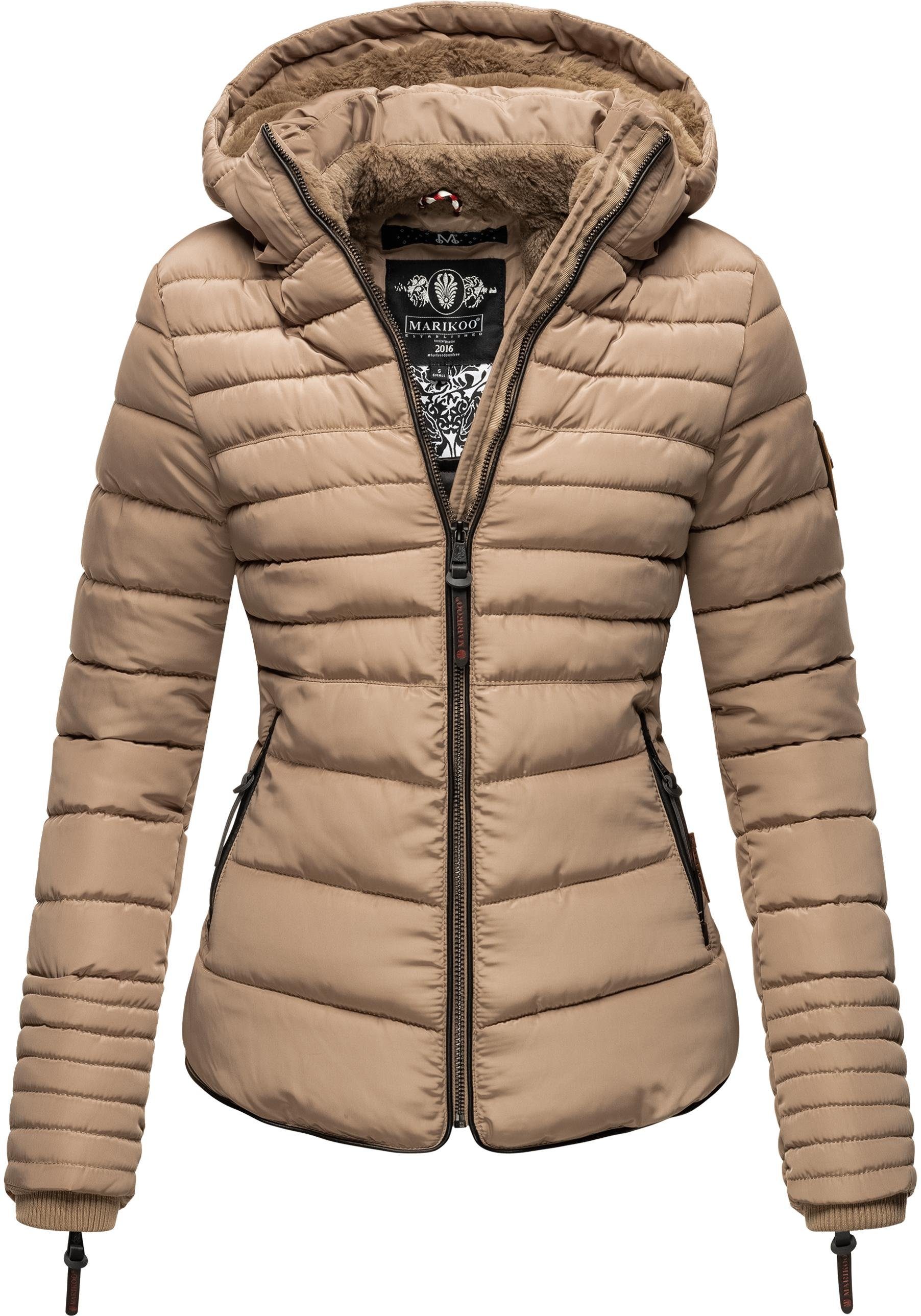 Marikoo Winterjacke "Amber" mitKapuze stylische Steppjacke mit Teddyfutter günstig online kaufen