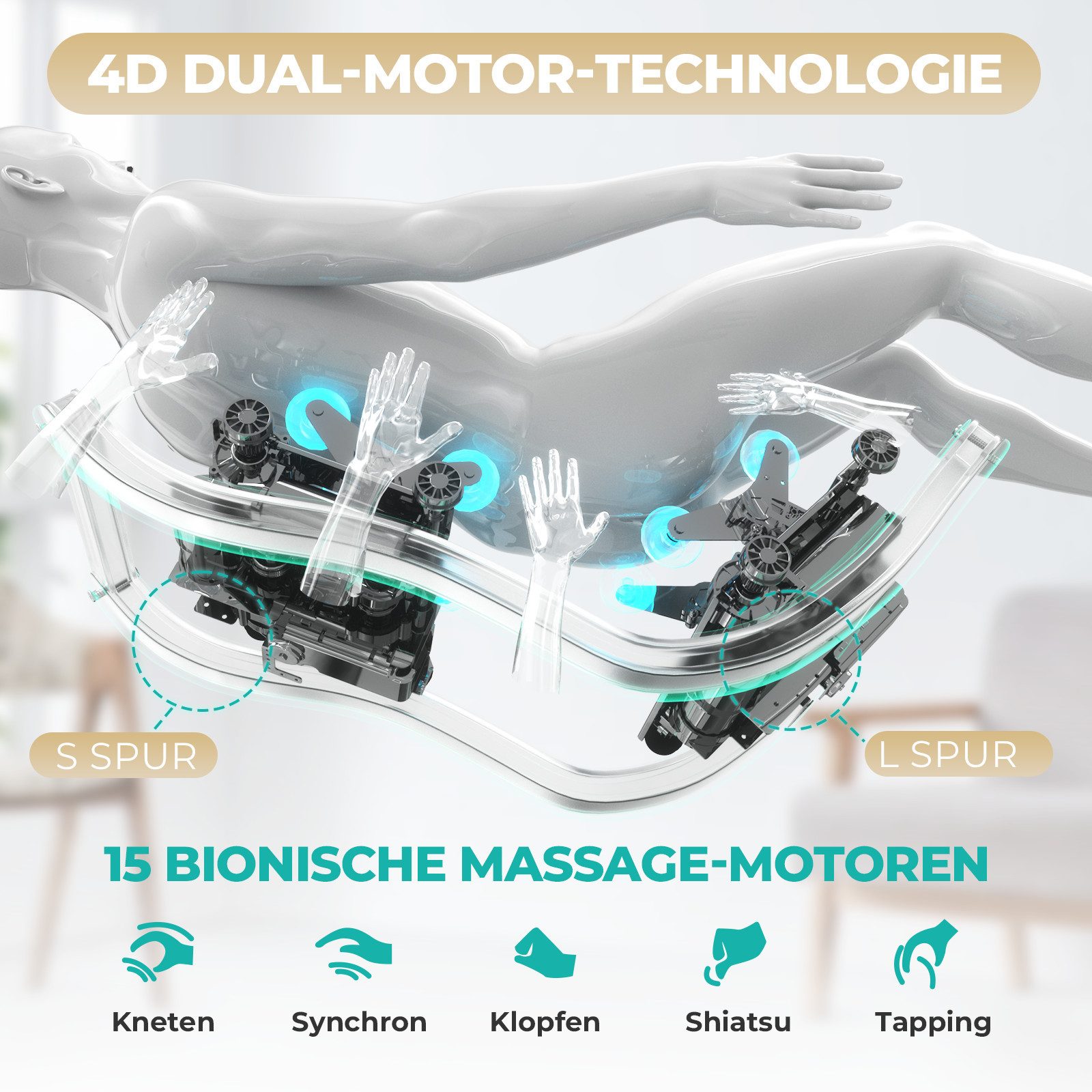 NAIPO Massagesessel 4D HIGH-END Massagestuhl, Aromatherapie, Wärmetherapie, 8-Zoll-Tablet-Steuerung