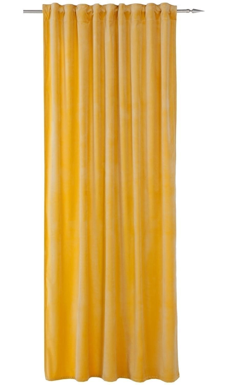 Gözze Vorhang Schlaufenschal MAGNUM, Senffarben, verdeckte Schlaufen, halbtransparent, Samt, B 135 cm x L 245 cm