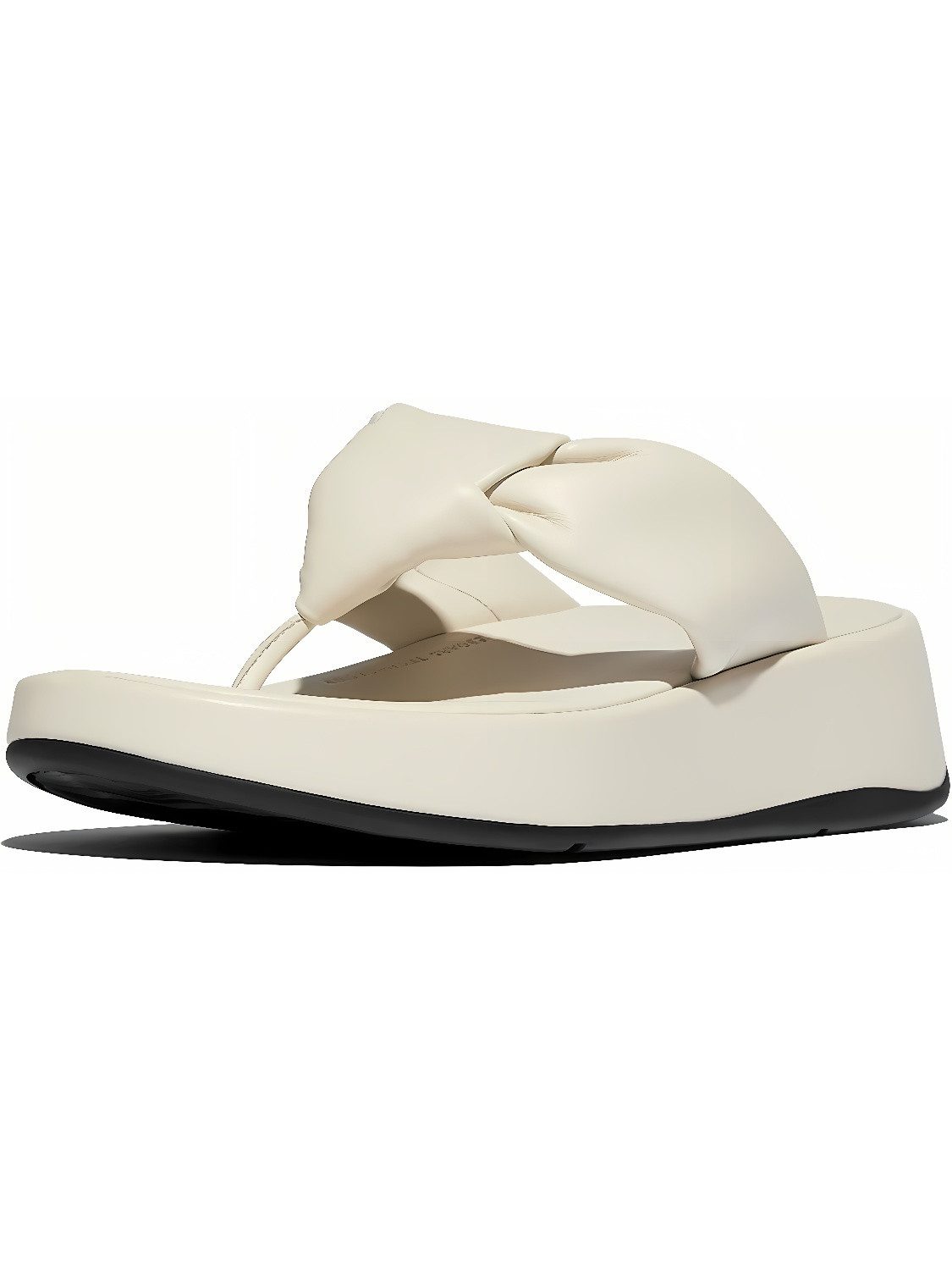F-Mode Knot Soft-Leather Flatform Toe-Post Sandals Sandale