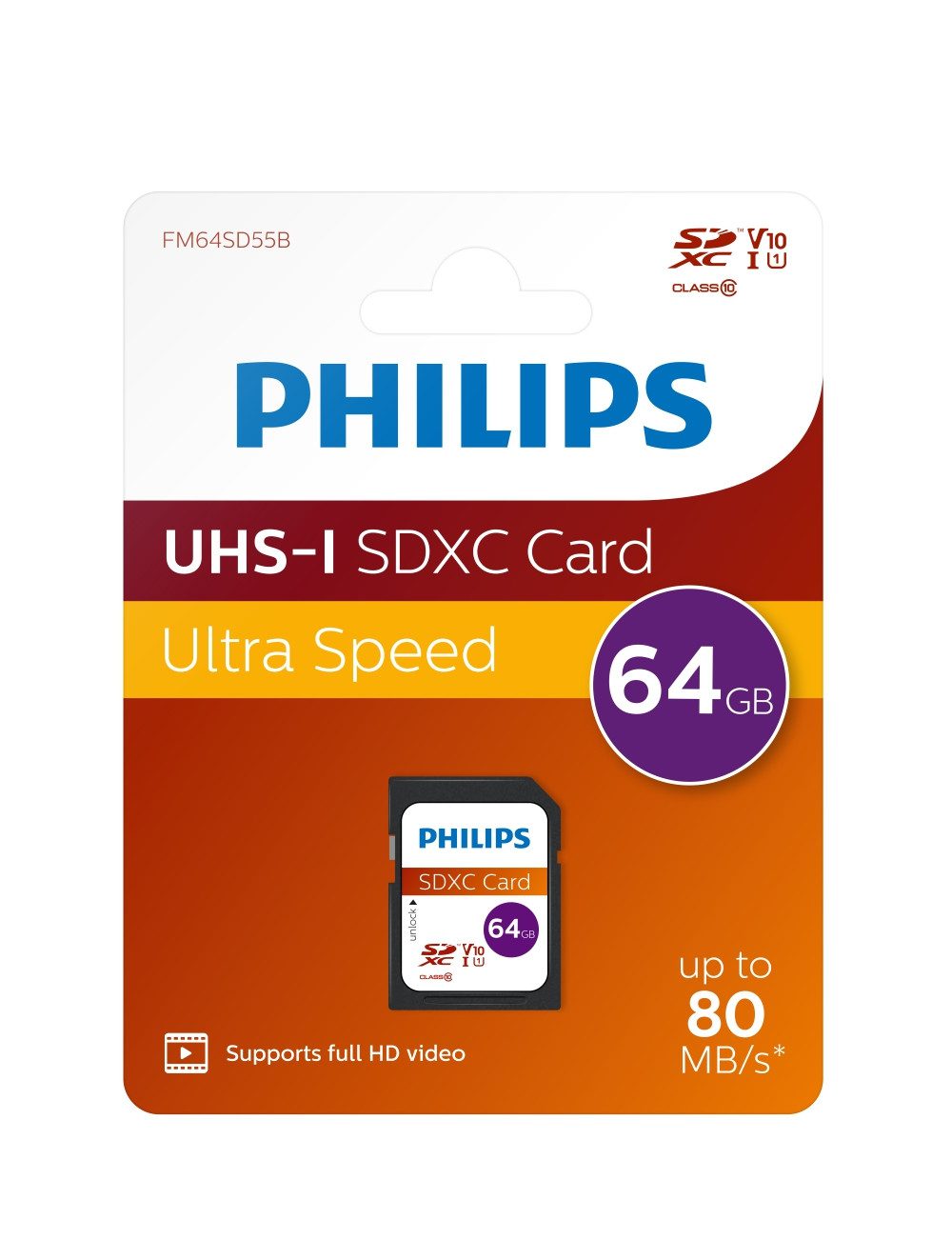 Philips Philips SD-Karte Ultra Speed 64 GB Speicherkarte (64 GB, UHS-I Class10)