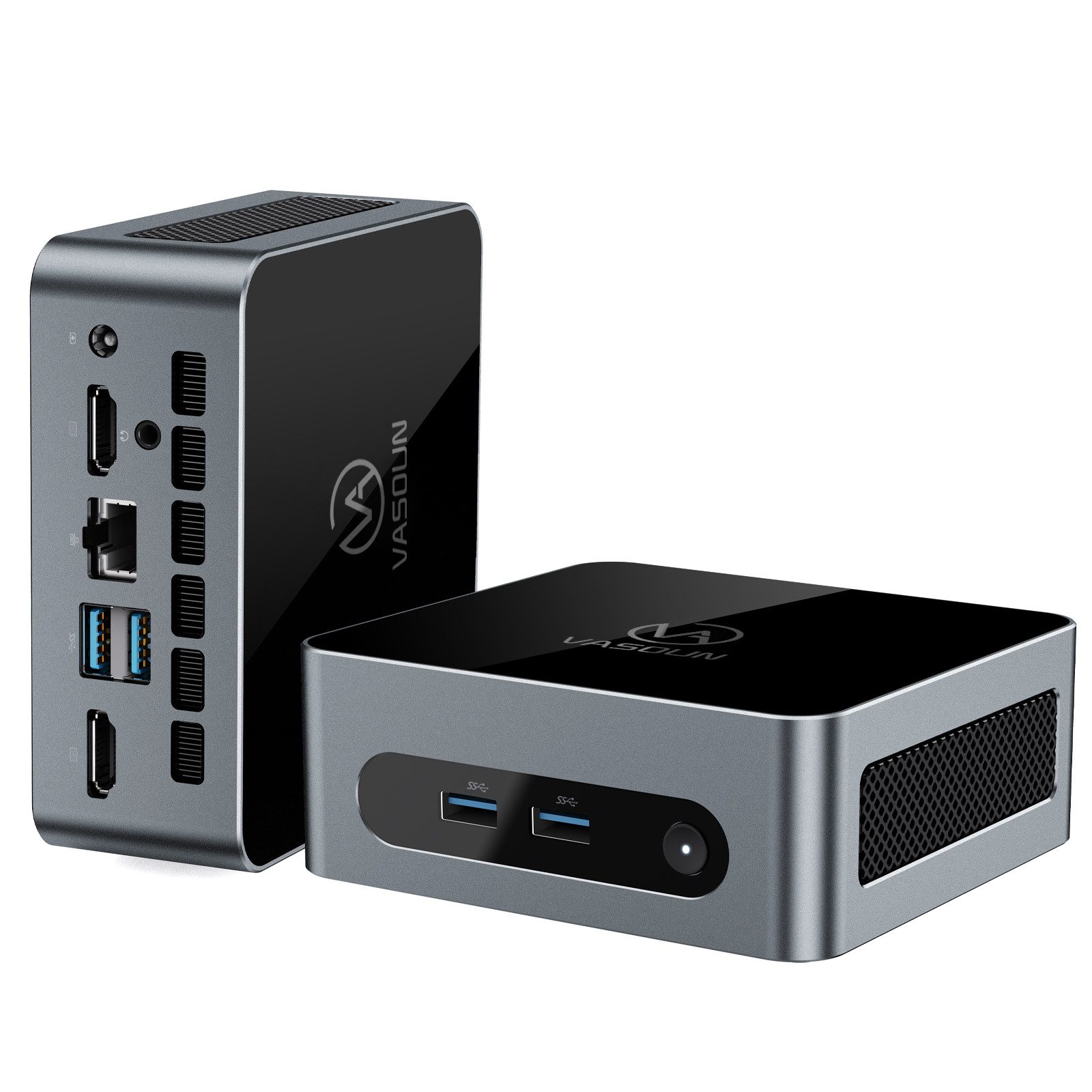 VASOUN Mini PC Intel N100, 16 GB DDR4 RAM, 512 GB SSD Mini-PC Mini-PC (N100, (Windows 11 Pro, WiFi 6, Dual 4K HDMI, Gigabit LAN, bis zu 3,4 GHz)