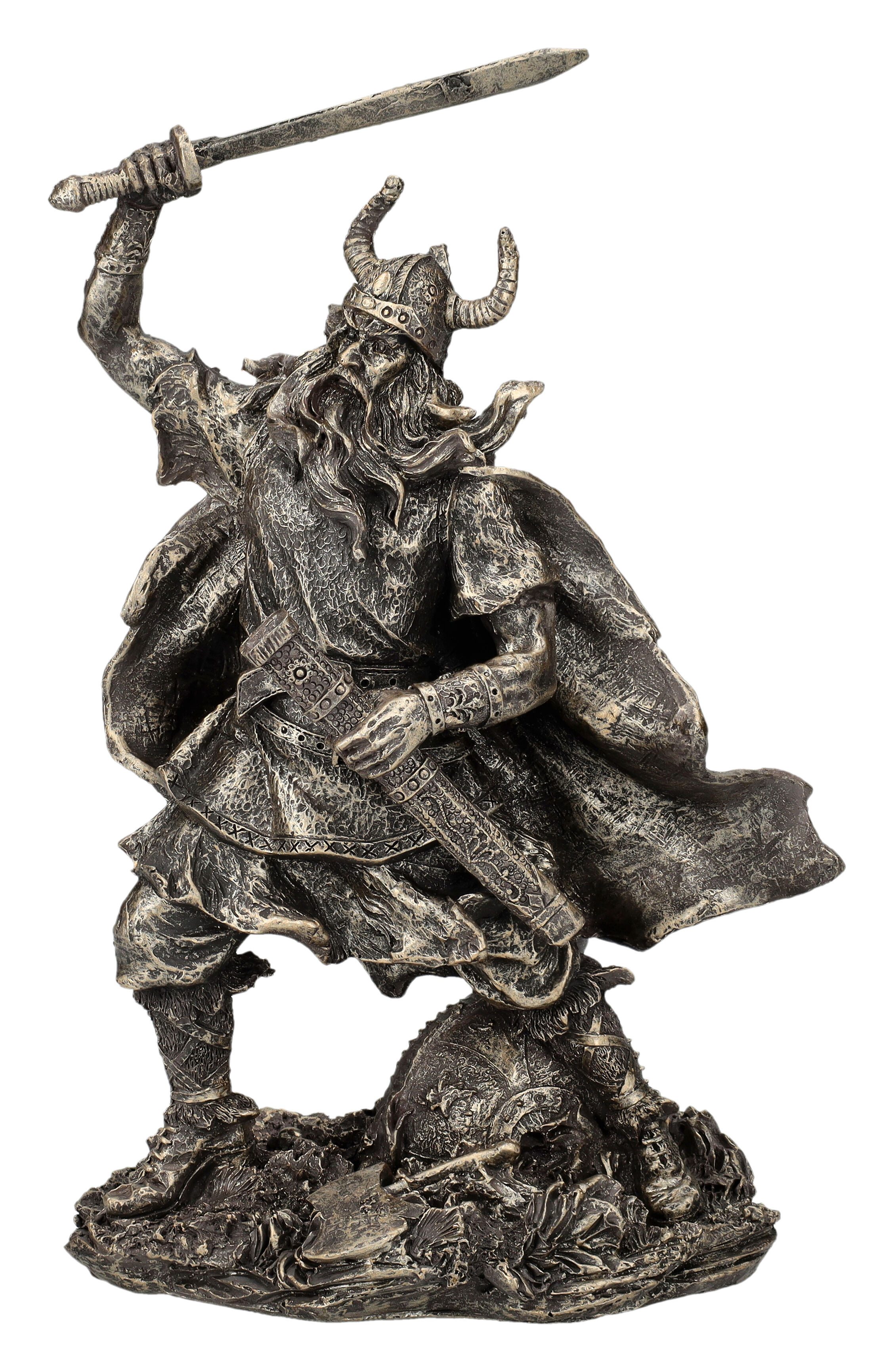 Figuren Shop GmbH Dekofigur Wikinger Figur - Thorvald mit Schwert - mystische Dekofigur Krieger