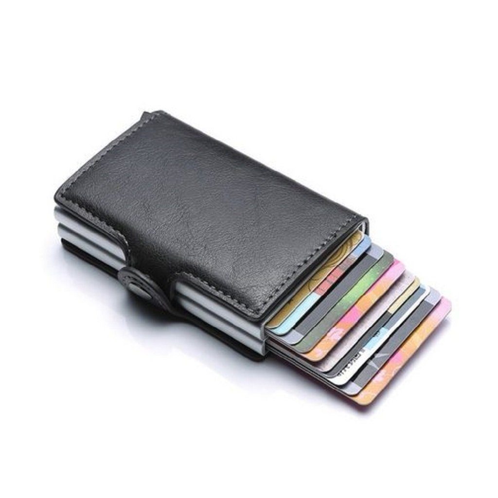 Mini mit Kartenetui Herren RFID-Schutz Geldbörse, Geldbörse Geldbörsen, Leder DOPWii und Schwarz