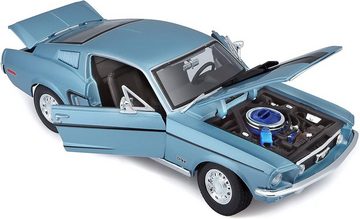 Maisto® Modellauto Ford Mustang GT Cobra Jet '68 (hellblau), Maßstab 1:18, detailliertes Modell