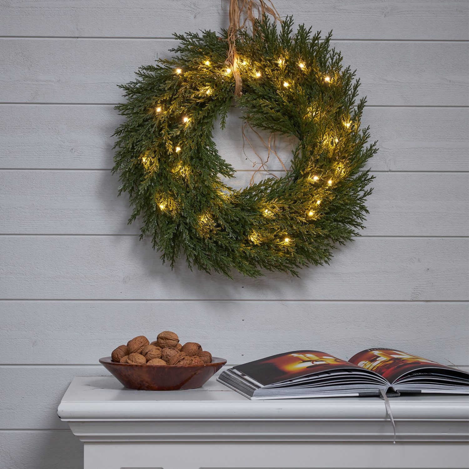 MARELIDA Dekokranz LED Tannenkranz Türkranz beleuchtet Weihnachtskranz Timer Außen 45cm