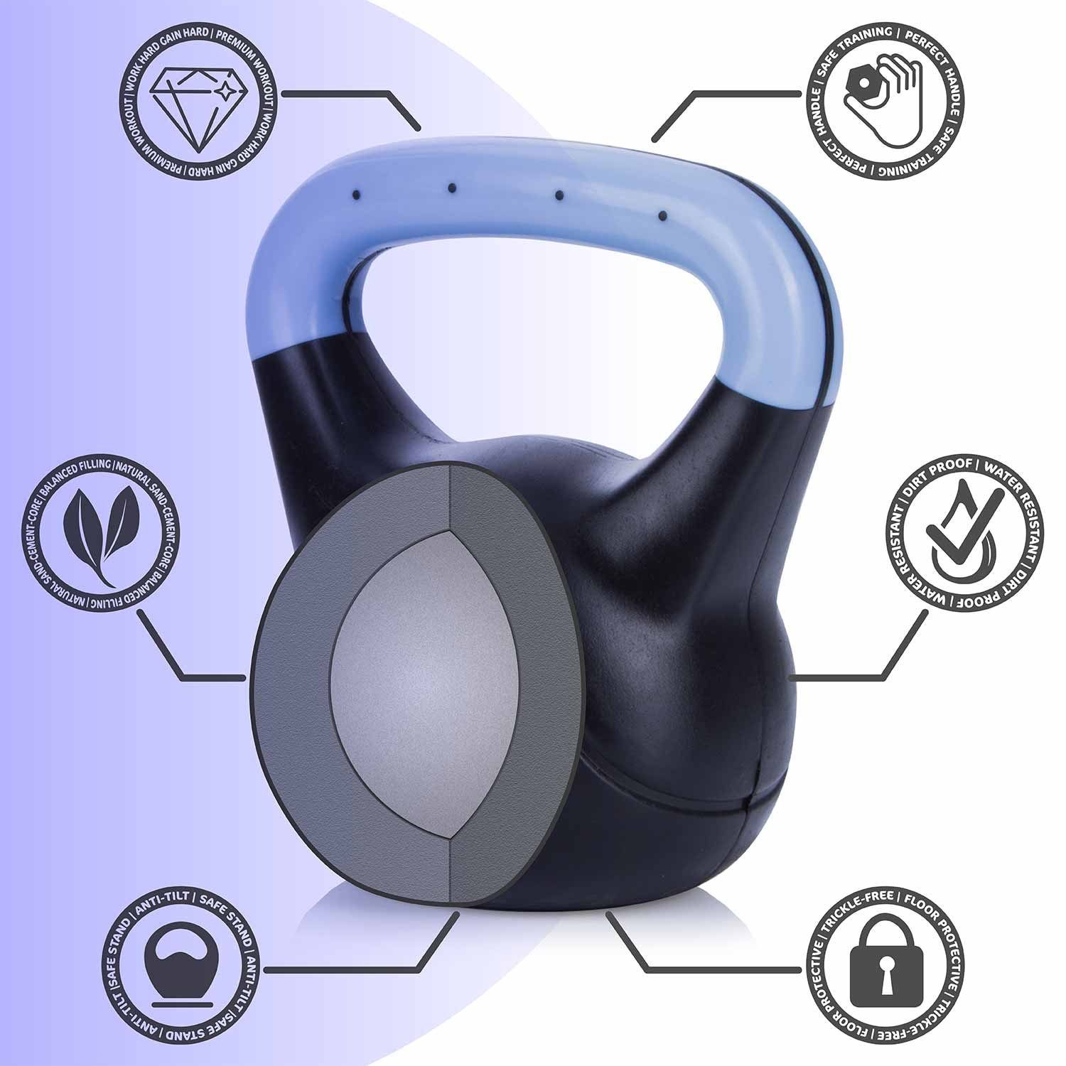 Body & Mind Kettlebell Body & Mind Kettlebell 2–20 kg – Profi Kettlebell mit Kunststoffmantel, (Profi Schwunghantel), Kraftraining Workout Gewicht (4 kg)