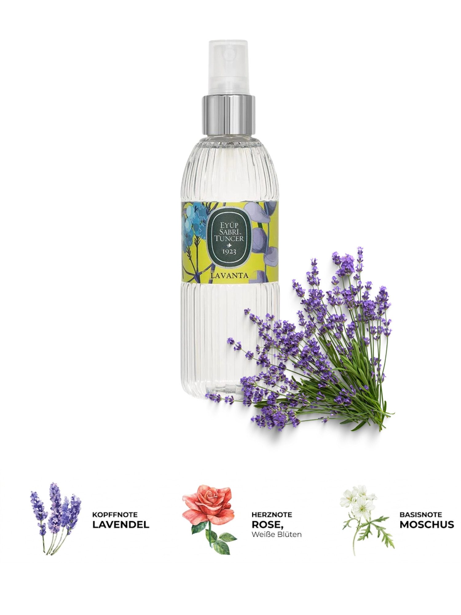 EYÜP SABRI TUNCER Eau de Cologne EST Lavendel Kölnisch Wasser 150ml & 400ml – Erfrischendes Spray, Beruhigender Lavendelduft & erfrischendes Kölnisch Wasser