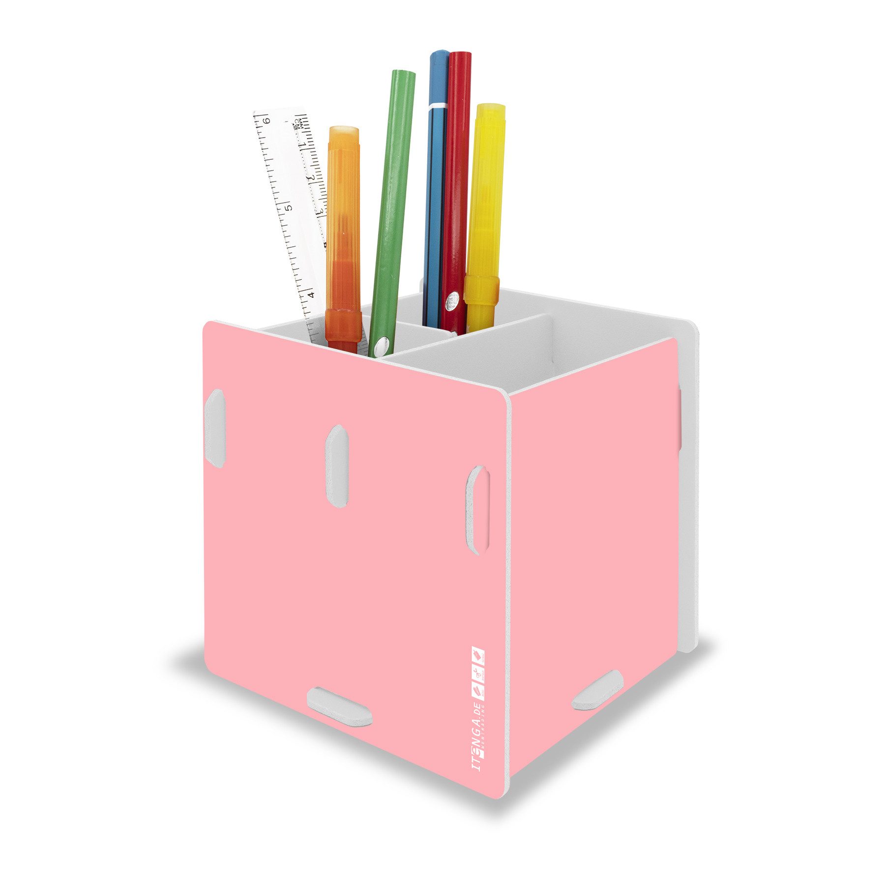 itenga Organizer itenga Stifteköcher "pastellrosa" steckbar aus Kunststoff