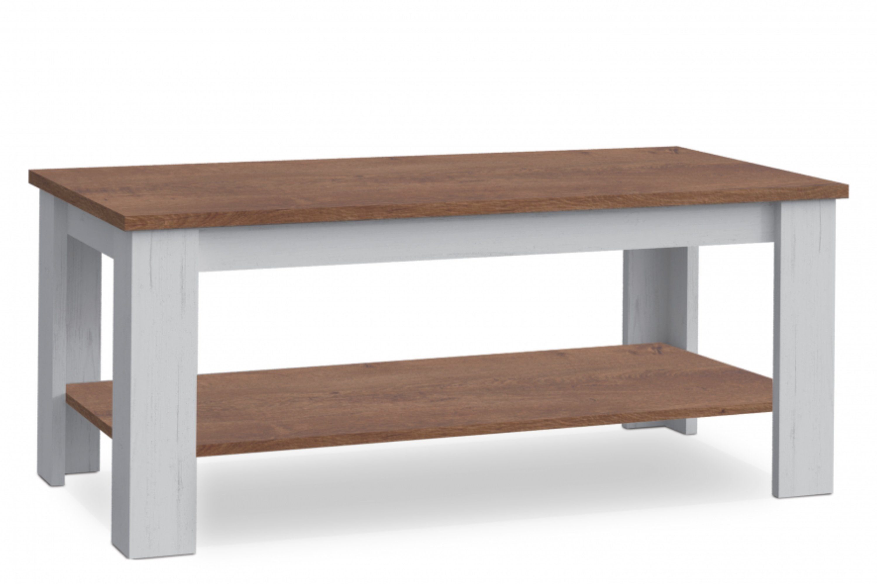 KONSIMO® Couchtisch LEMAS Esstisch, Wohnzimmertisch, hergestellt in der EU, mit Einlegeböde, Provenzalische Stil, 120x60 cm