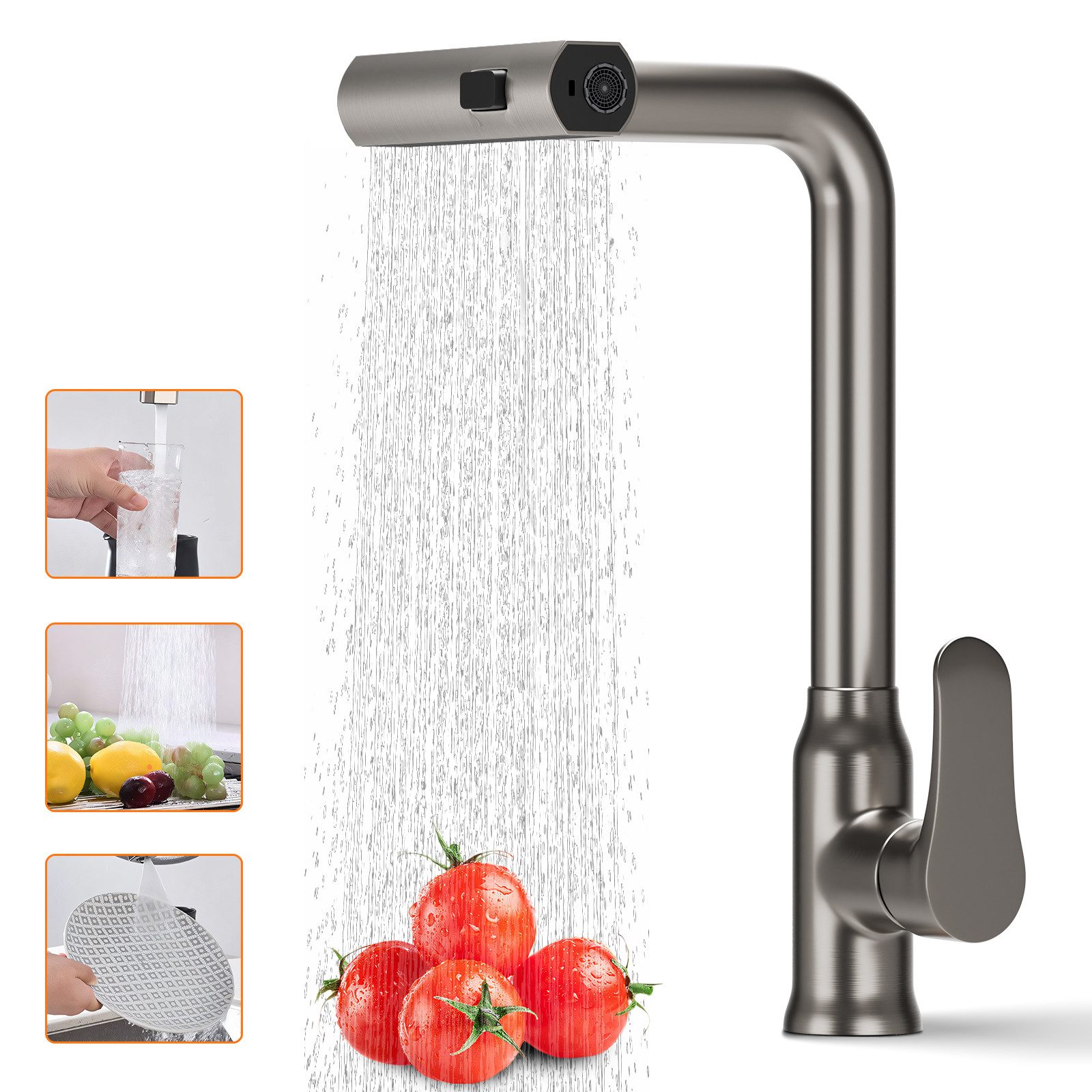 Küchenarmatur Ausziehbar , mit Drei Strahlarten Spültischarmatur Küche