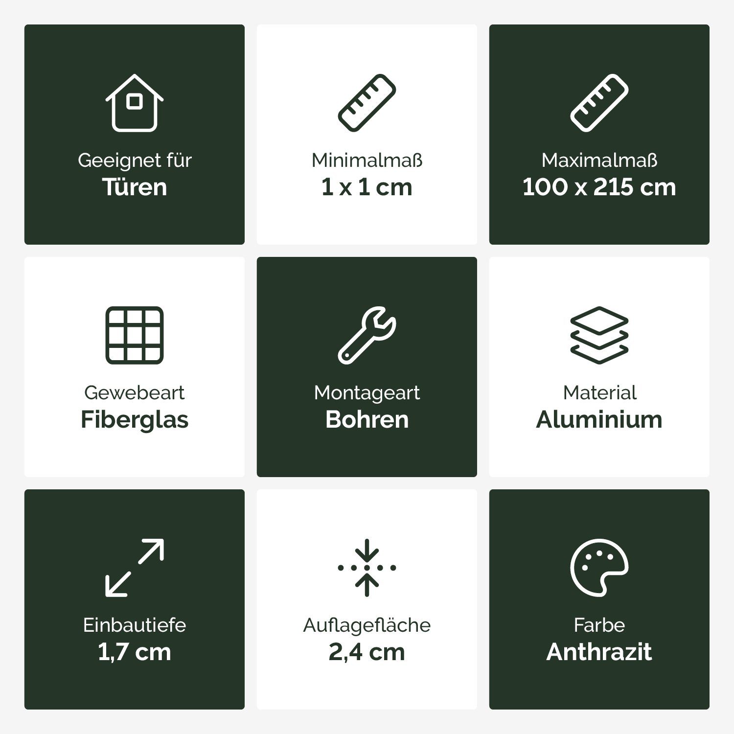 Nematek® Rahmen cm max. 120 Insektenschutz-Tür Nematek bis Türen Alu x Anthrazit 240 System Insektenschutz