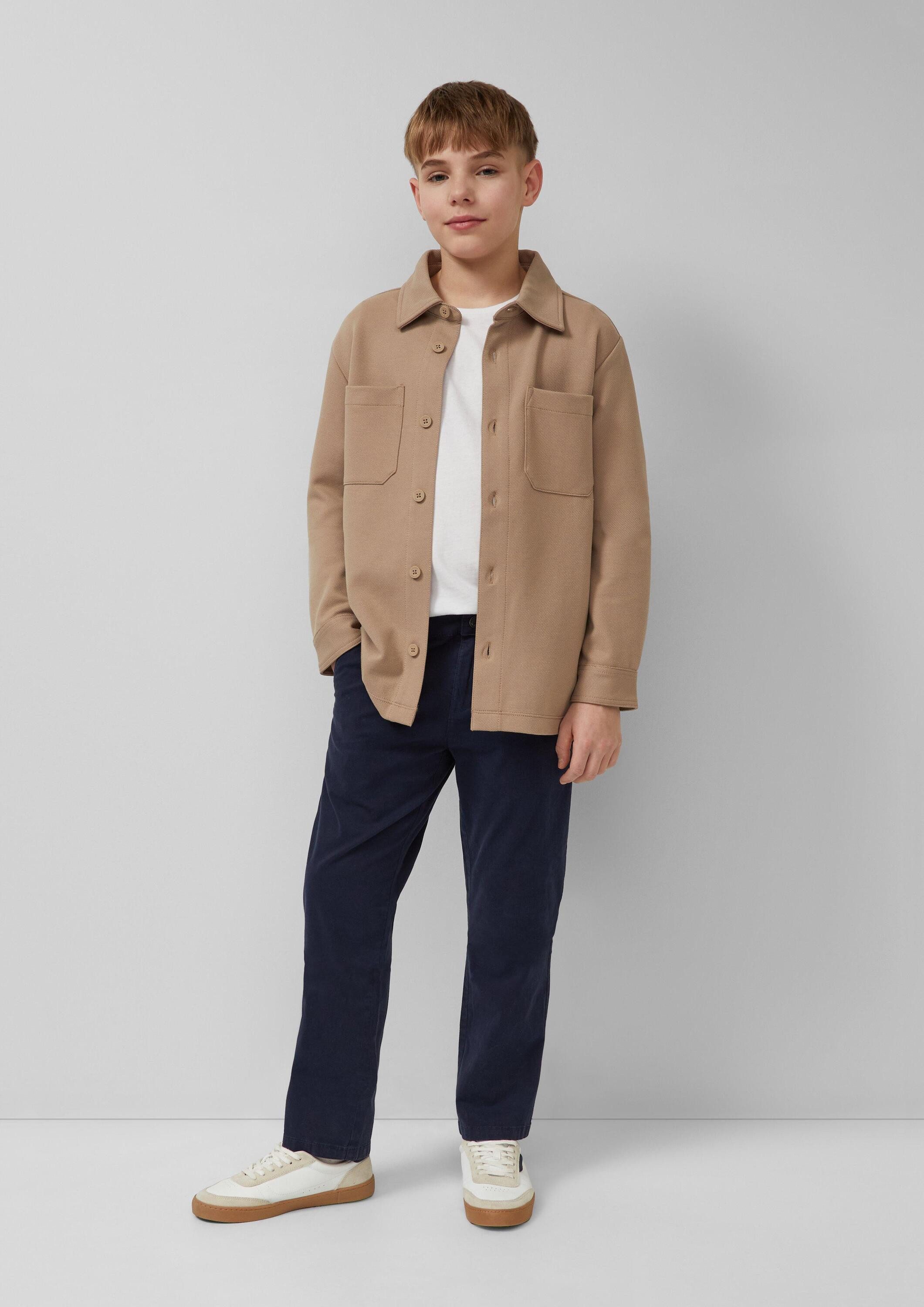 s.Oliver Hemdjacke Indoor-Jacke Strukturiertes Overshirt mit Hemdkragen und Brusttaschen