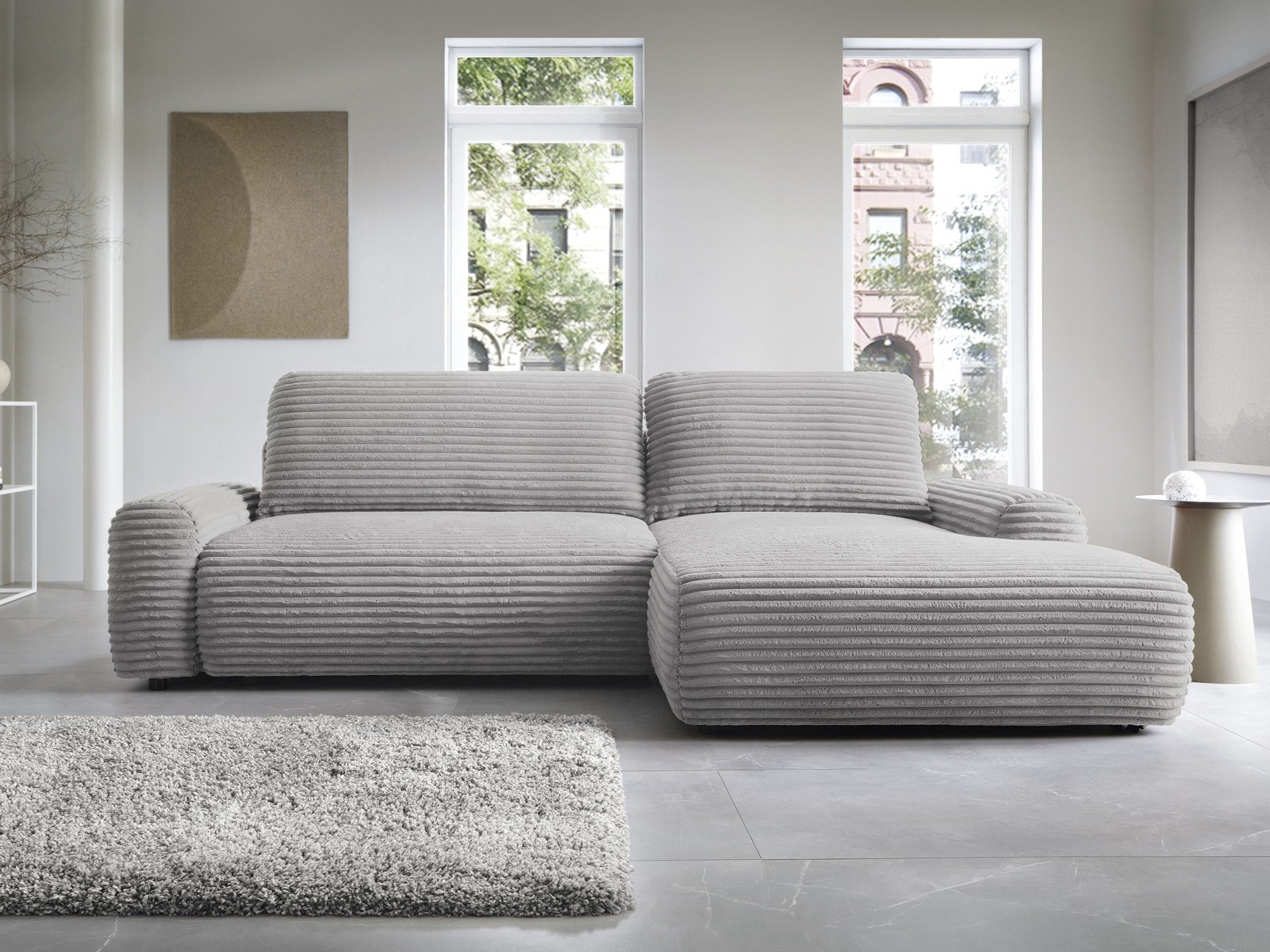 Goldstoff Ecksofa mit Schlaffunktion und Bettkasten, günstig online kaufen