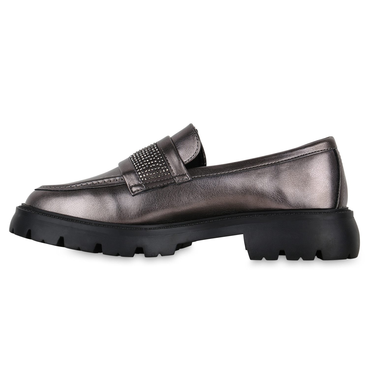 VAN HILL 841430 Loafer Damen Loafers Slippers Strass Profil-Sohle Leder-Opt günstig online kaufen