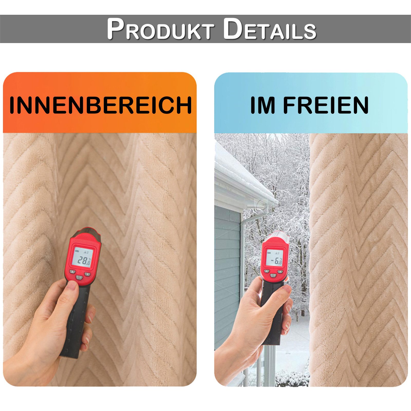 Jibenhome Vorhang Plüsch Thermovorhang Gegen Kälte und Hitze, Kälteschutz Türvorhang (1 St), Vorhänge Kälteschutz Thermovorhang für Wohnzimmer Schlafzimmer