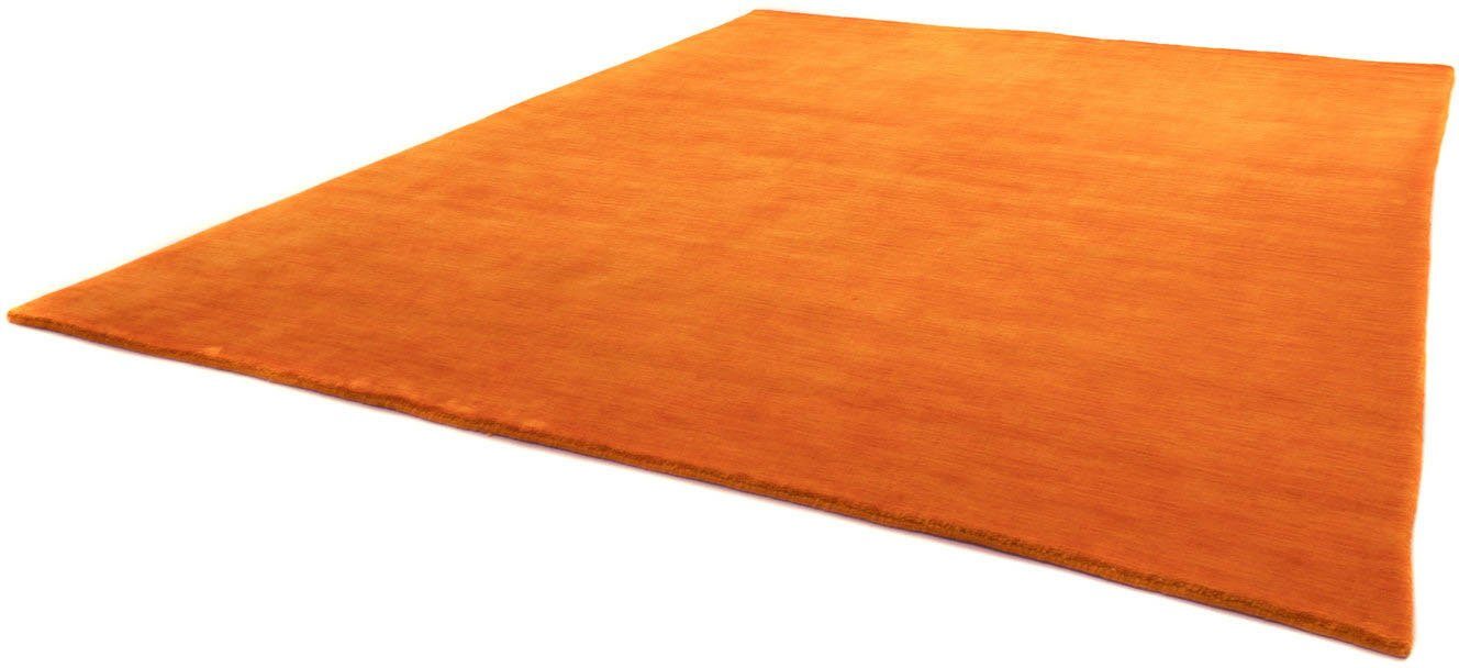 orange reine mm, 15 Wollteppich LORIBAFT Wohnzimmer uni, rechteckig, morgenland, Schurwolle, TEPPSTAR, Höhe: