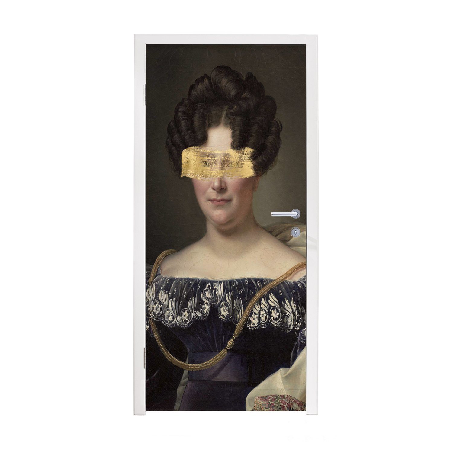 MuchoWow Türtapete Johanna Henriëtte Engelen - Dubois Drahonet - Gold - Farbe, Matt, bedruckt, (1 St), Fototapete für Tür, Türaufkleber, 75x205 cm