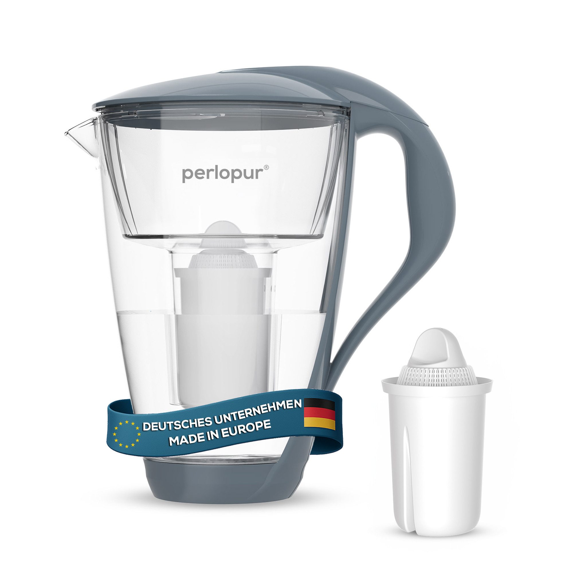 perlopur Wasserfilter perlopur Glas inkl. 1 Filterkartusche, Design-Wasserfilter mit echter Glaskanne