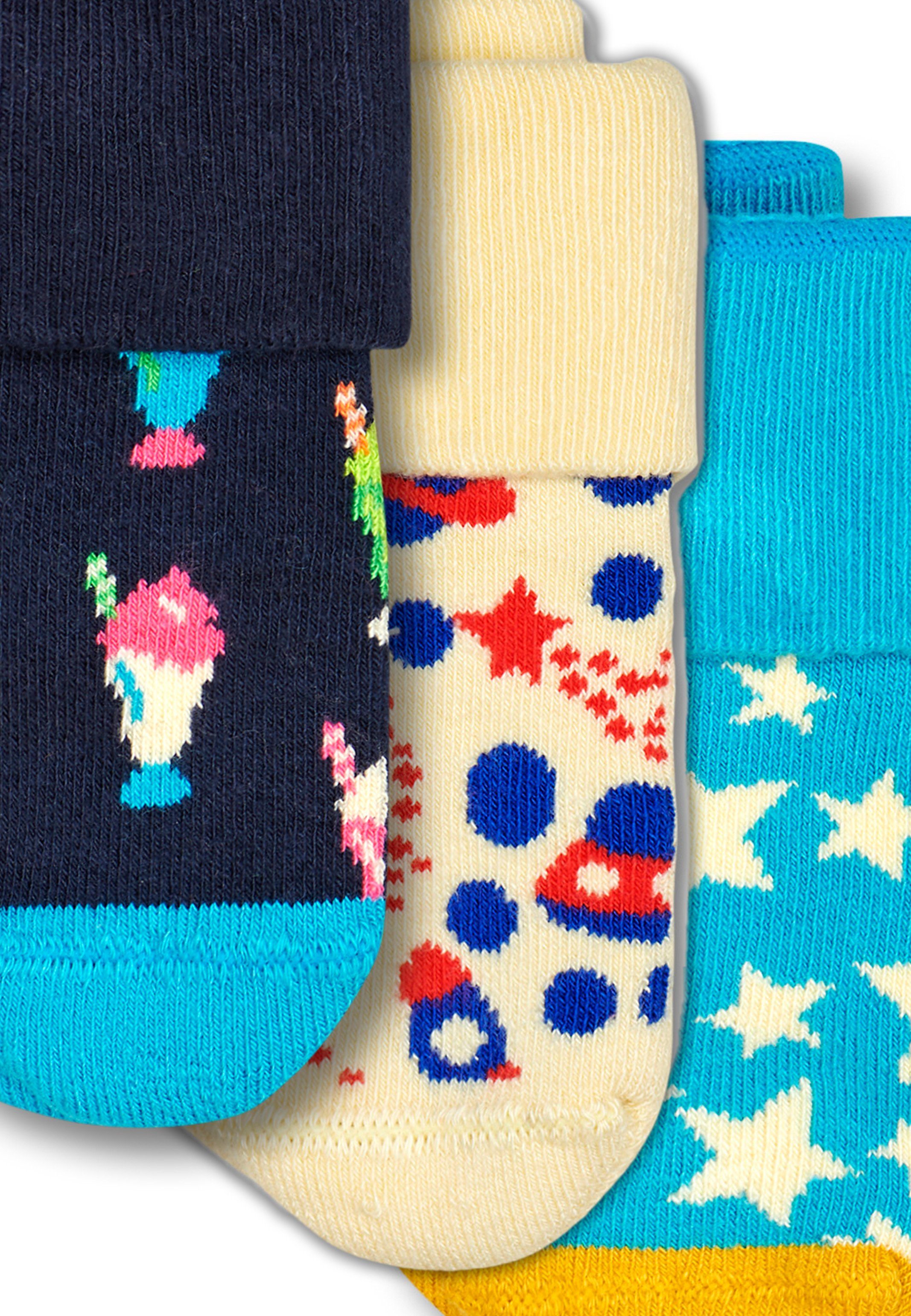 Happy Socks 3 Paar Geschenk - - Socken Box Times Fun (Spar-Set, Baumwolle Geschenkbox Socken 3 Kids bunte 3-Paar) Langsocken Paar einer in
