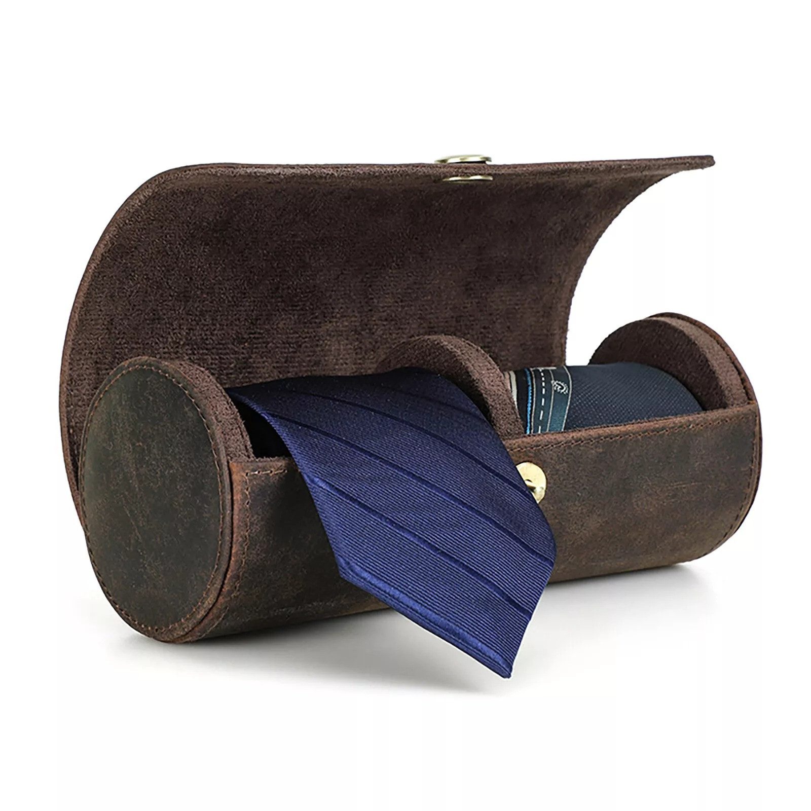 YUBRO-STUDIO Krawattenhalter Herren Leder Krawattenhalter Reiseetui Leder Passt 2 Krawatten