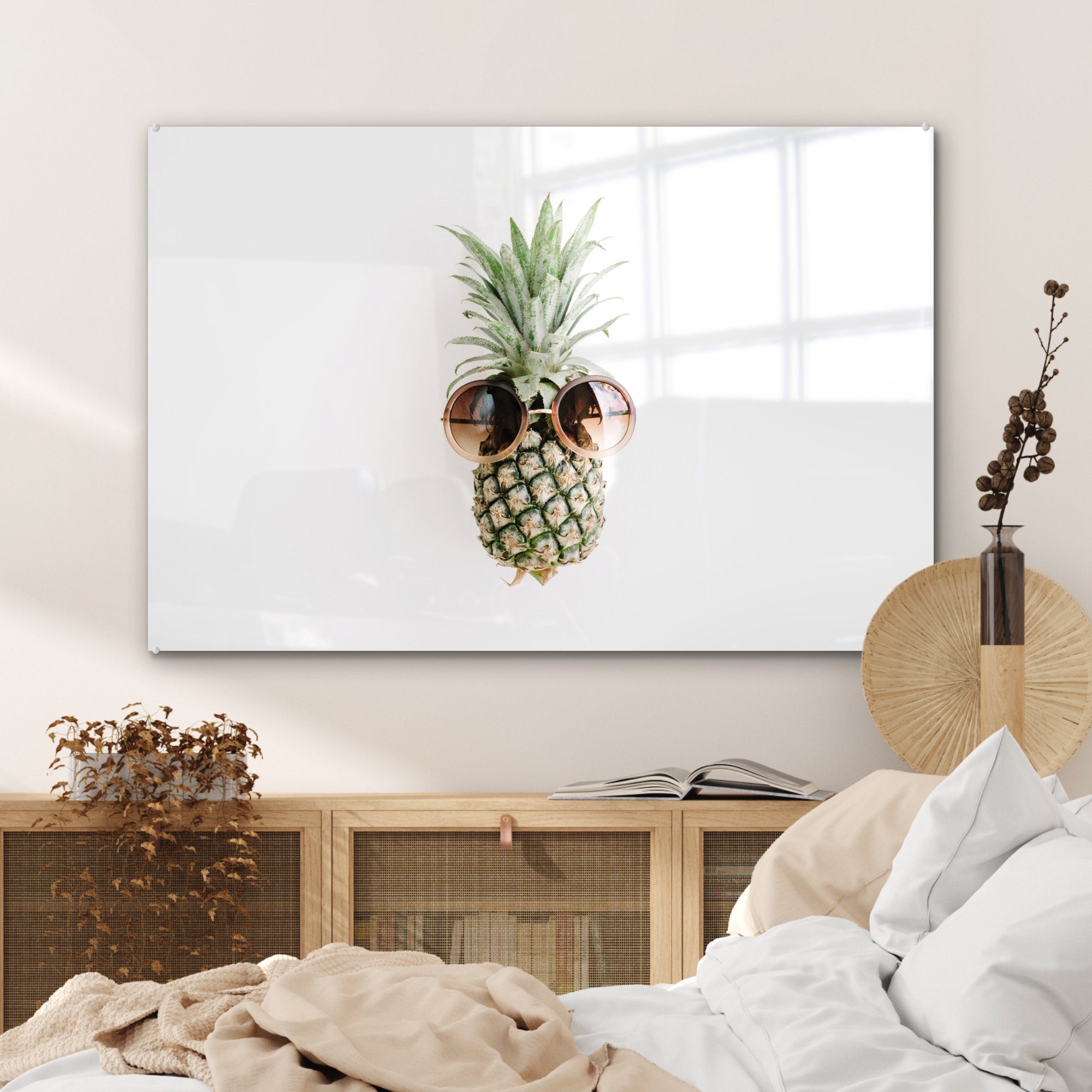MuchoWow - Sonnenbrille St), Tropisch, - Acrylglasbilder Ananas Schlafzimmer Wohnzimmer & Acrylglasbild (1
