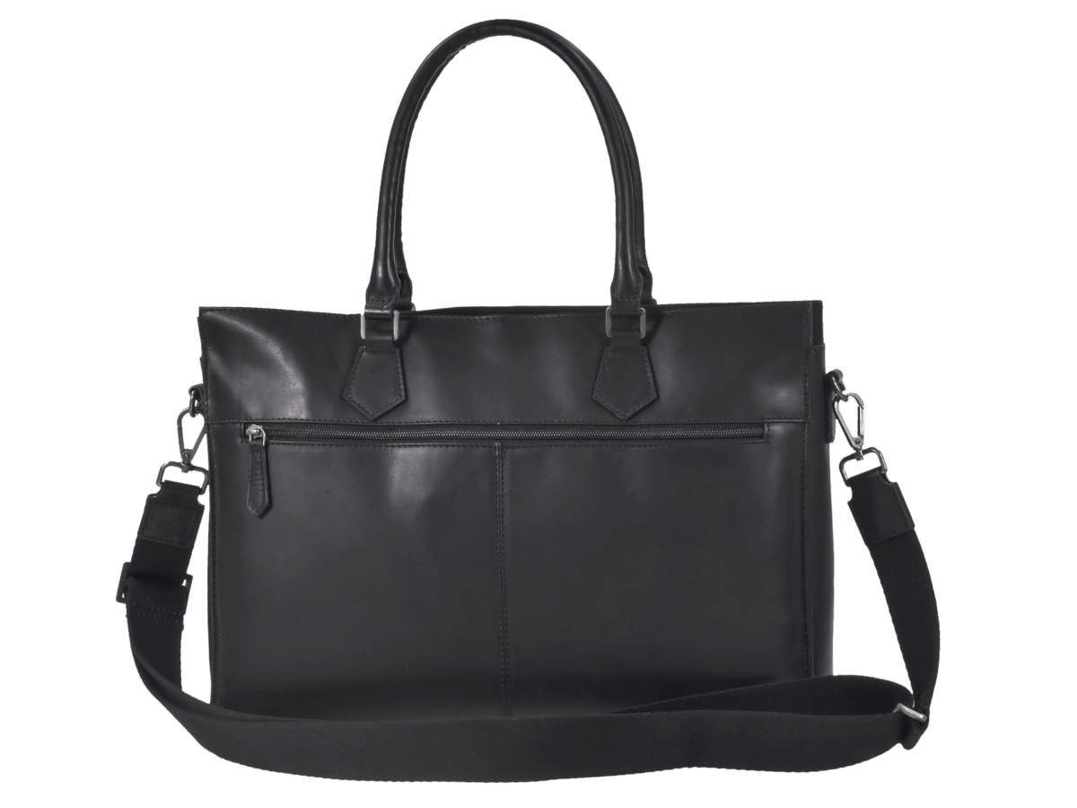 Greenburry Aktentasche Pure Black, Shopper, Hauptfach, Vorfach, Notebookfach 37x24cm, Leder