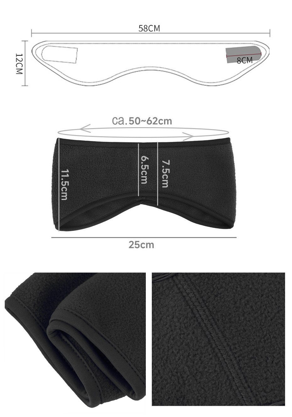 axy Stirnband Sport Stirnband Winter Ohrenwärmer mit Klettverschluss Herren Damen Sport Stirnband Winter Ohrenwärmer