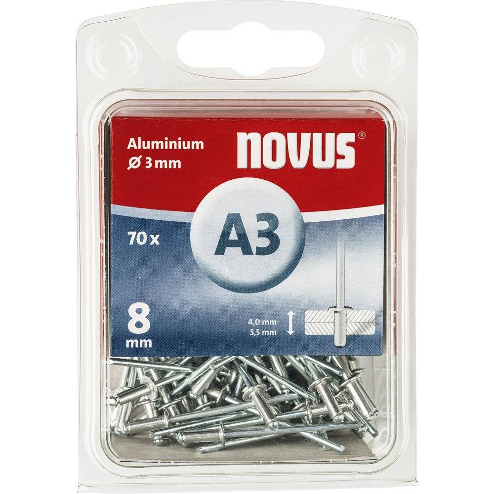 NOVUS Niete Blindniete A 3 x 8 mm Aluminium 70 Stück