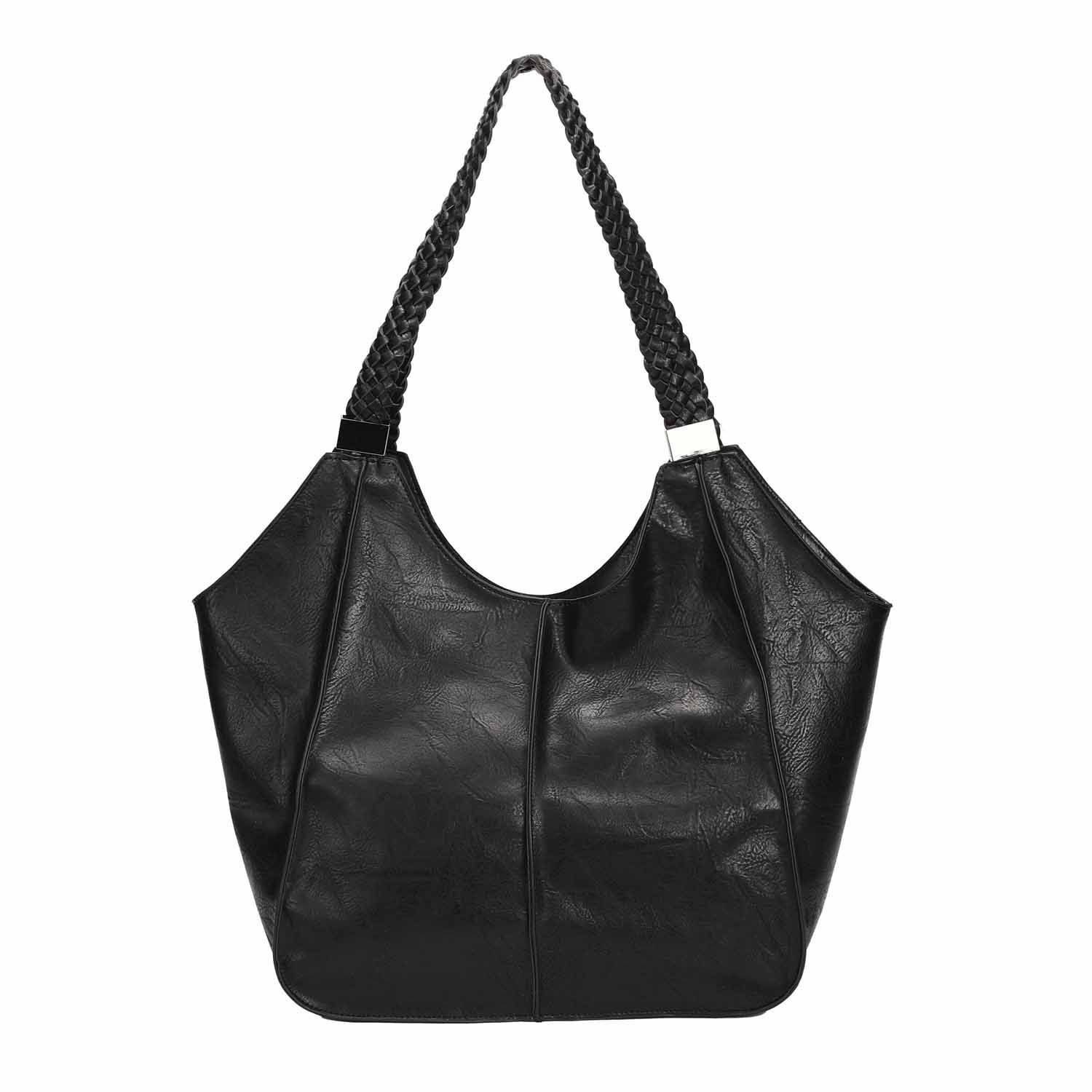 ITALYSHOP24 Schultertasche Damen XXL FLECHTOPTIK Hand-Tasche Shopper Businesstasche Workbag, Tote Bag Reisetasche Henkeltasche Beuteltasche Hobo Bag Weekender