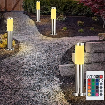 etc-shop LED Außen-Stehlampe, Leuchtmittel inklusive, Warmweiß, Farbwechsel, 4x RGB LED Steh Lampen Garten Außen Beleuchtung