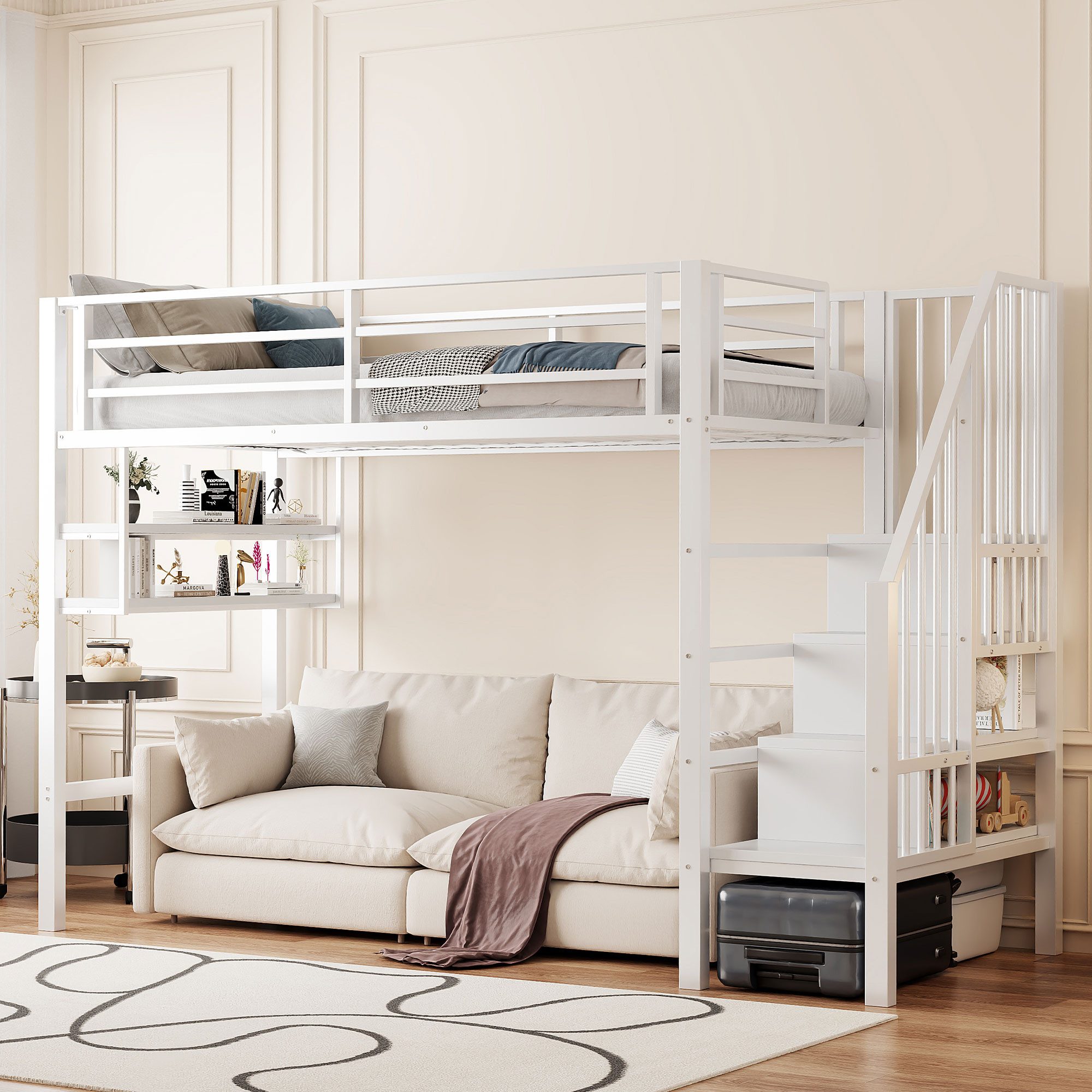 TavilaEcon Hochbett Speicherfunktion Leiter Design, Freiraum günstig online kaufen