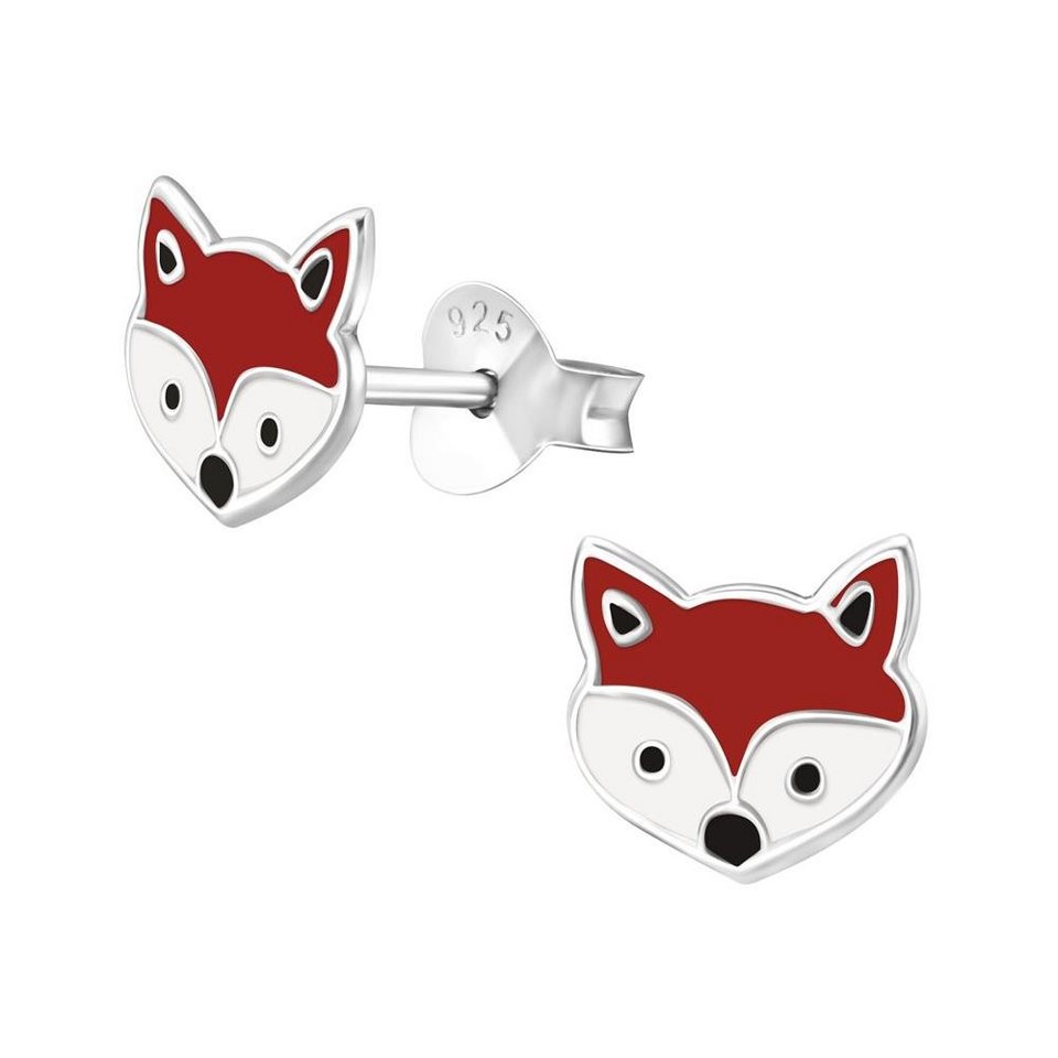 BUNGSA Ohrring-Set Ohrstecker roter Fuchs aus 925 Silber Kinder (1 Paar (2  Stück), 2-tlg), Ohrschmuck Ohrringe