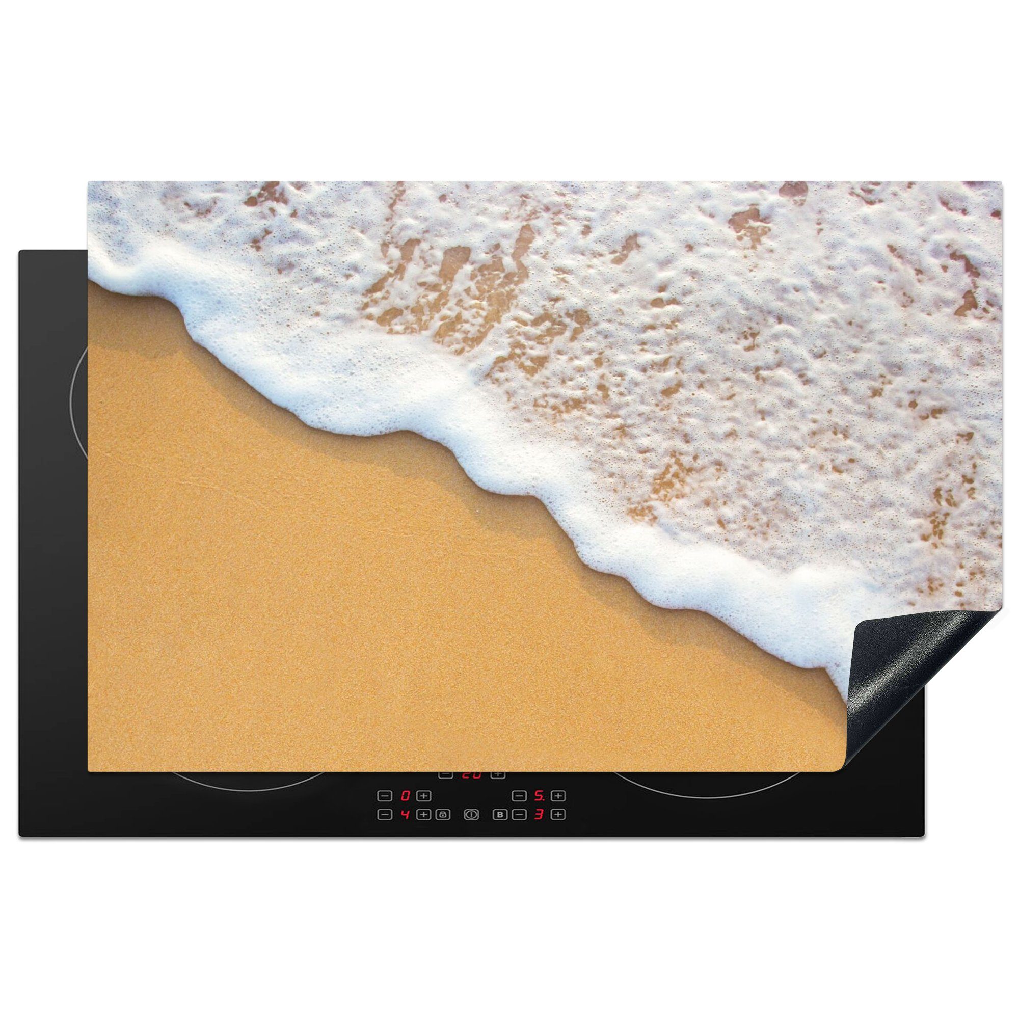 MuchoWow Herdblende-/Abdeckplatte Strand - Wasser - Meer - Tropisch - Sommer, Vinyl, (1 tlg), 81x52 cm, Ceranfeldabdeckung, Arbeitsplatte für küche