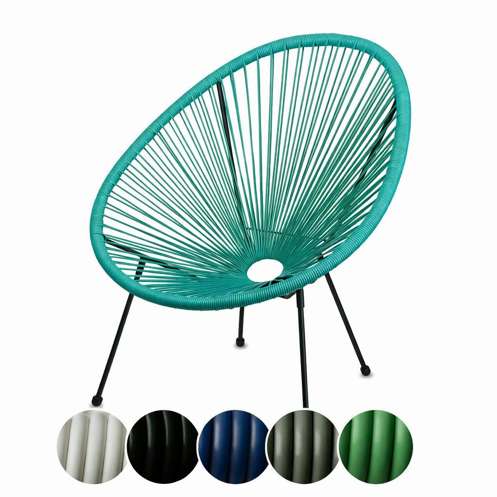sunnypillow Gartenstuhl Acapulco, gemütlicher Loungesessel für Terrasse, Garten, Türkis