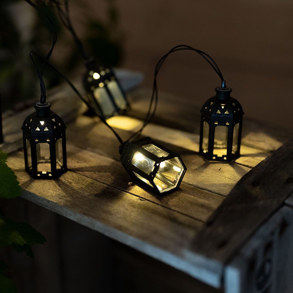 etc-shop LED Dekolicht, LED-Leuchtmittel fest verbaut, Warmweiß, Lichterkette LED Solar Aussen Solarlampe Balkon Dekoration in