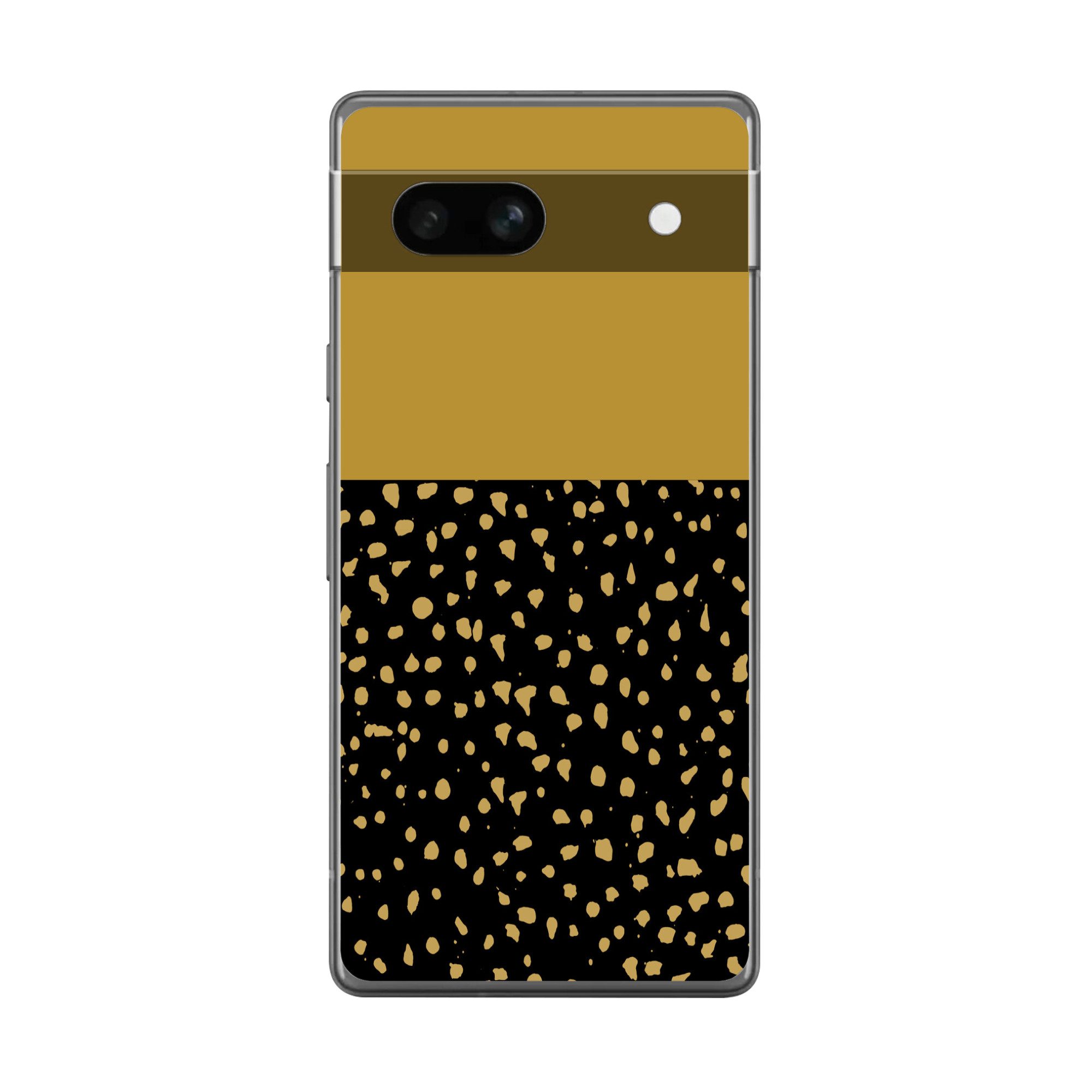 MuchoWow Handyhülle für Google Pixel 7a Polka dots - Ockergelb - Schwarz, Handy Case, Silikon, Bumper Case Dünn