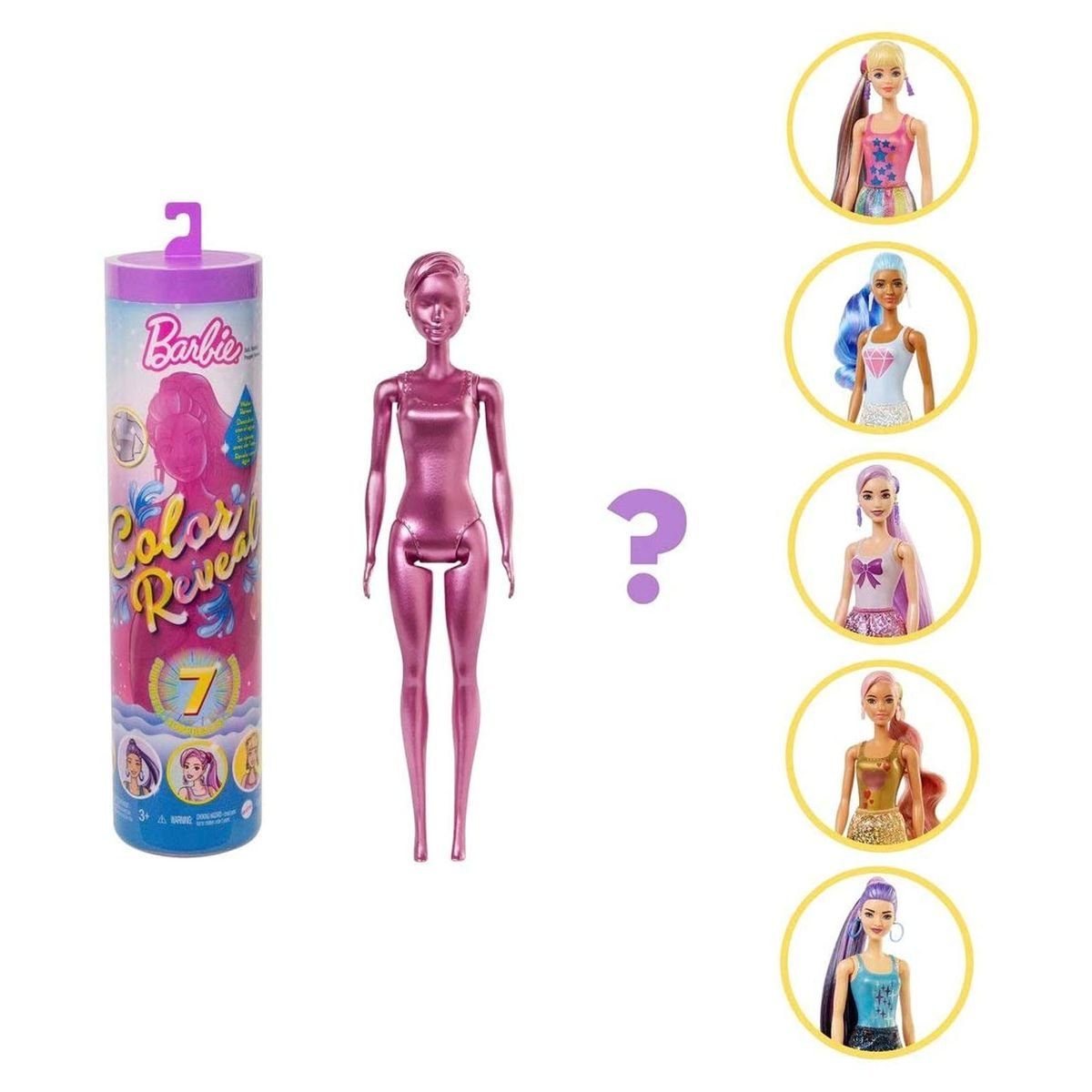 Barbie GTP43 Color Reveal Puppe Meerjungfrau mit 7 Überraschungen 