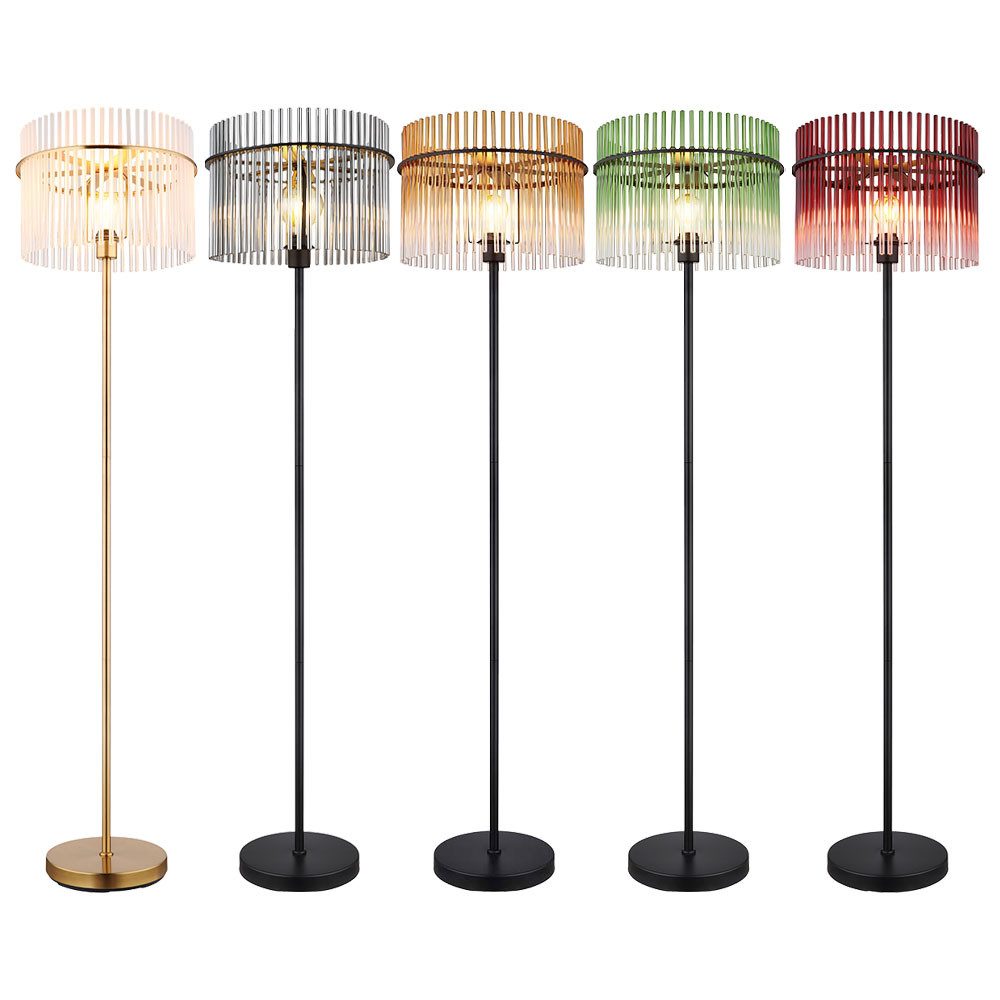GLOBO LIGHTING LED Stehlampe, Leuchtmittel inklusive, Warmweiß, Stehleuchte Standlampe Glasstäbe schwarz rauch LED Wohnzimmerleuchte