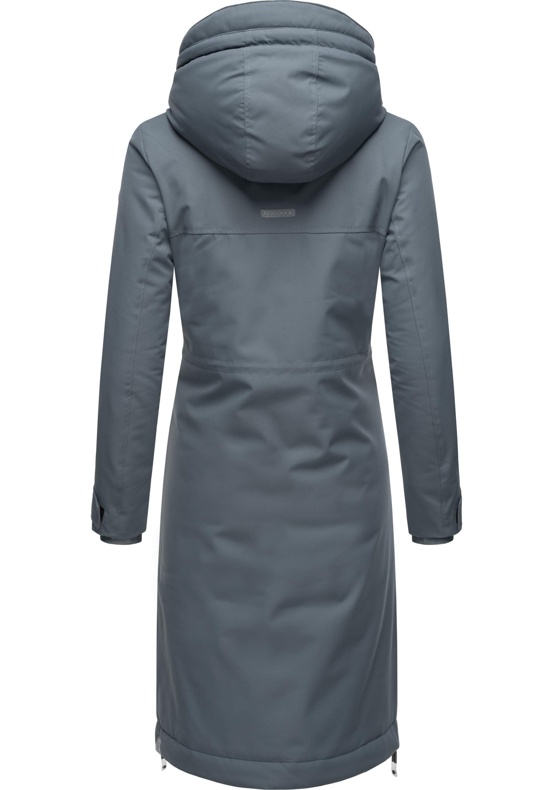 Ragwear Wintermantel Refutura Remake Langer wasserdichter Mantel mit Kapuze