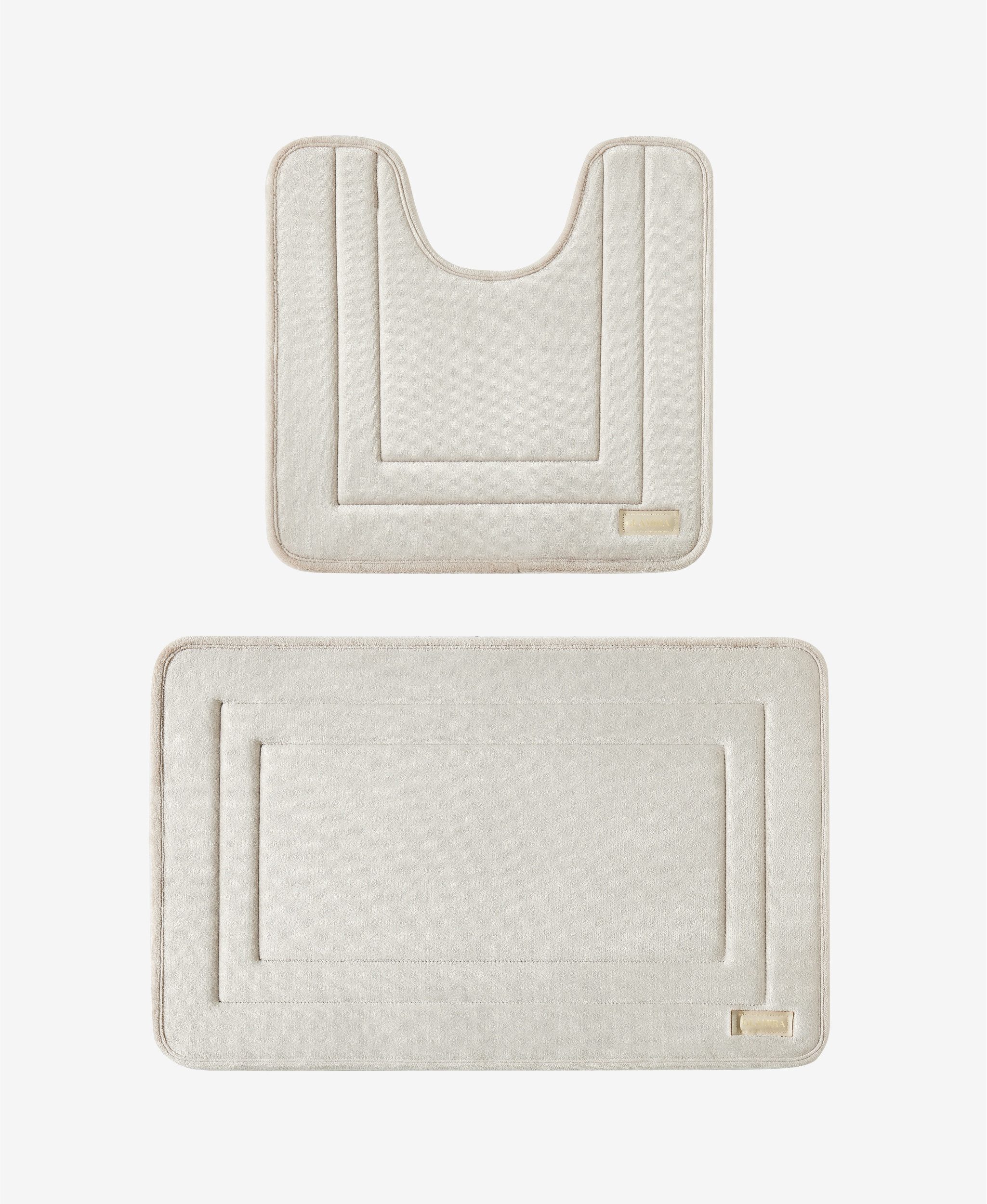 GLAMIRA Badematte Badematte aus Memory-Schaum, Höhe 12 mm, Memory Schaum, 100% Polyester, Face: 280 GSM Flannel, Middle: 1.2 cm - 45D Memory Foam, Back: 3D Mesh, rechteckig, 2-tlg. Badematte, Memory Schaum