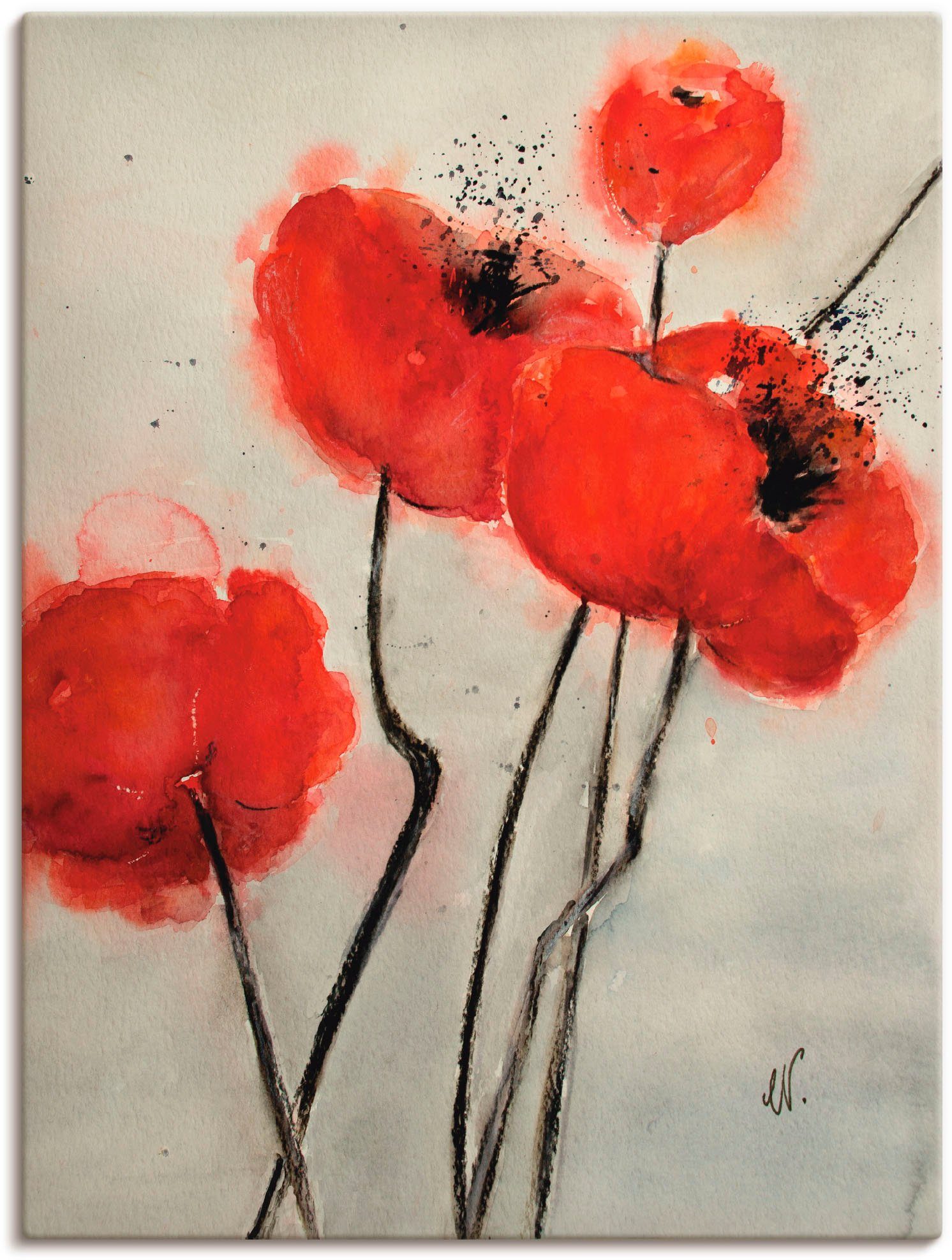 Artland Wandbild Roter Mohn, Blumen (1 St), als Leinwandbild, Poster in verschied. Größen