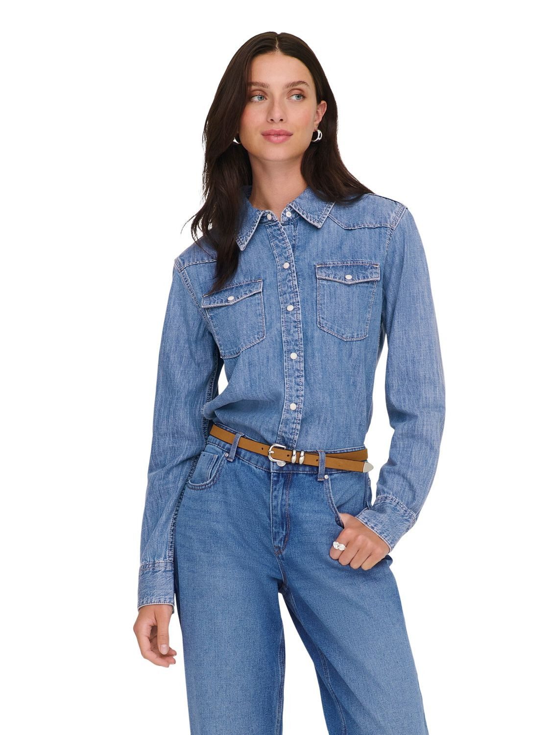 ONLY Langarmhemd ONLCHARLIZE LS DNM SHIRT AKM (1-tlg) günstig online kaufen