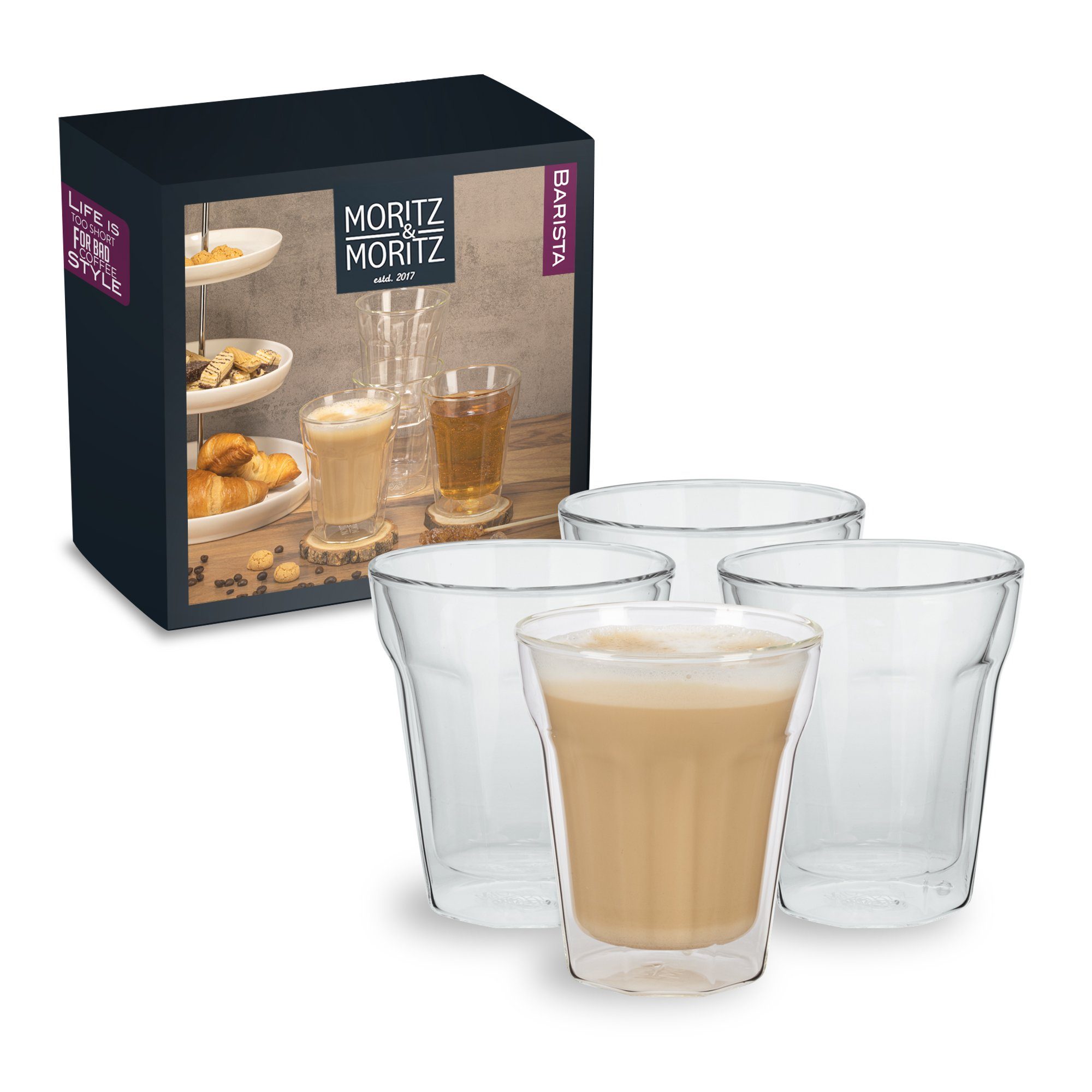 Moritz & Moritz GläserSet »Cappuccino Gläser 280ml«, Borosilikatglas