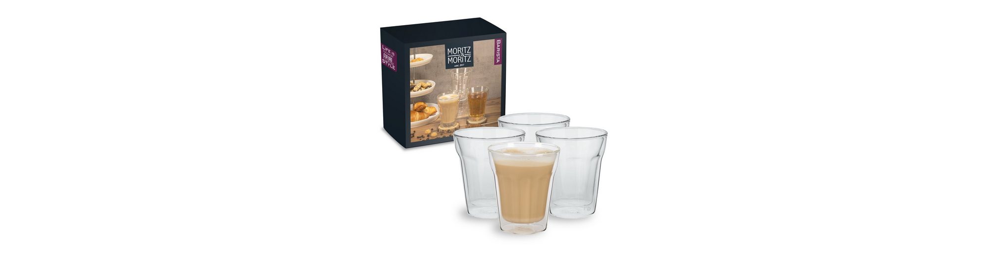 Moritz & Moritz GläserSet »Cappuccino Gläser 280ml«, Borosilikatglas